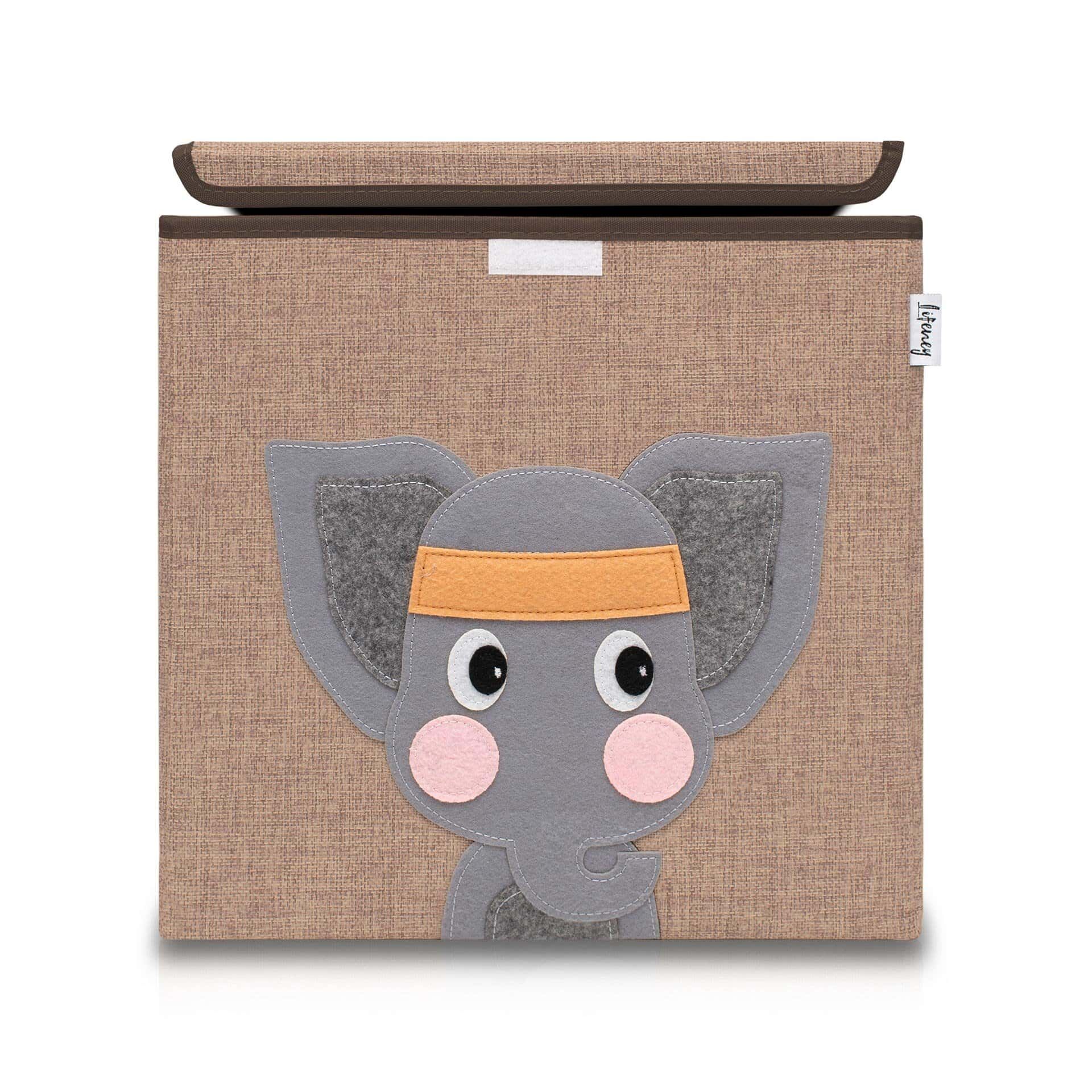 Aufbewahrungsbox mit Deckel, Elefant, braun, 33x33x33cm