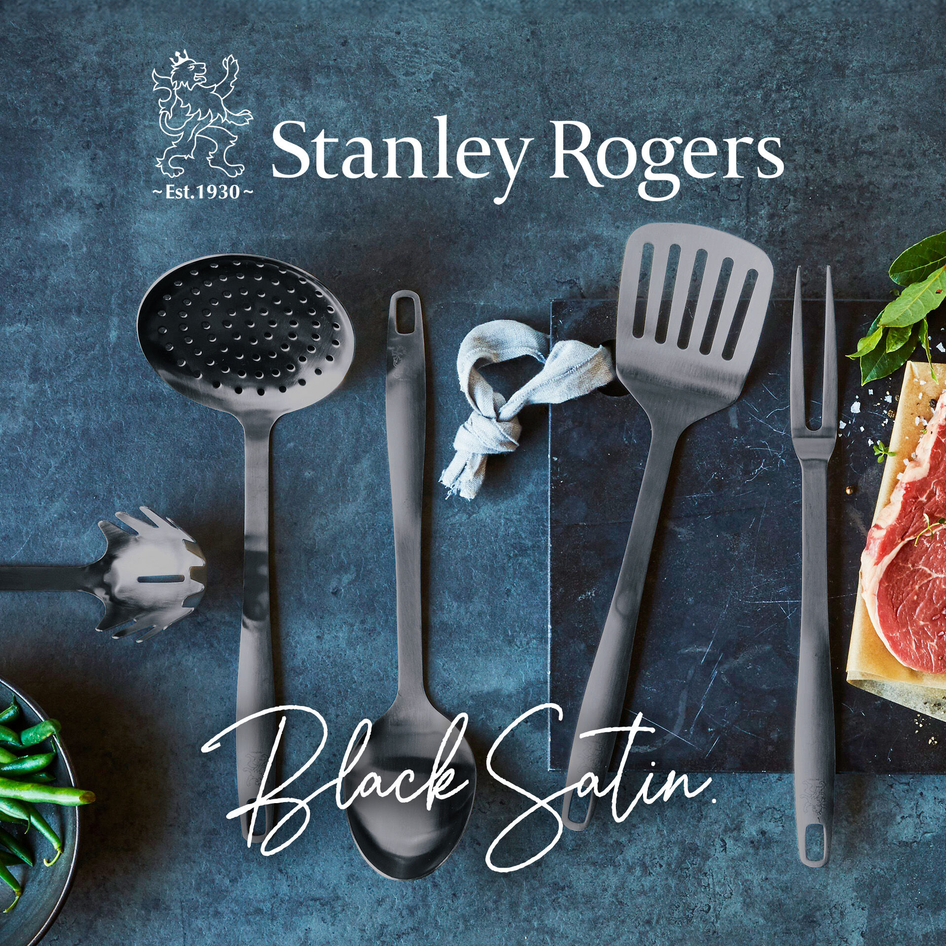 Spaghettilöffel Satin, schwarz, Edelstahl