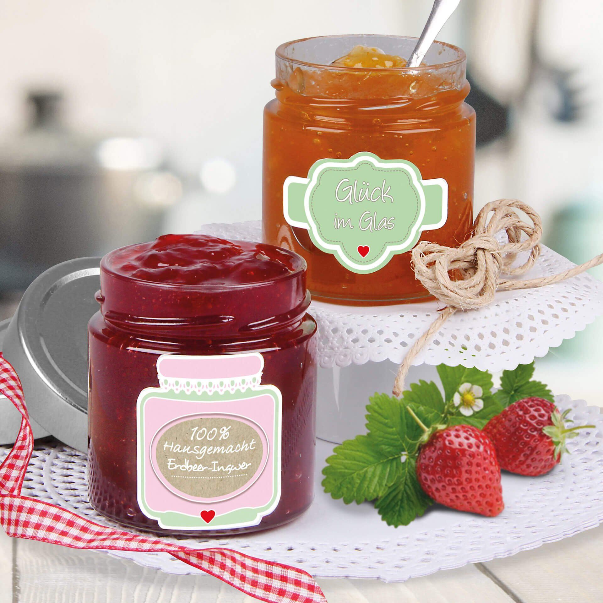 Glas-Etiketten Liebevoll hausgemacht, 24-teilig