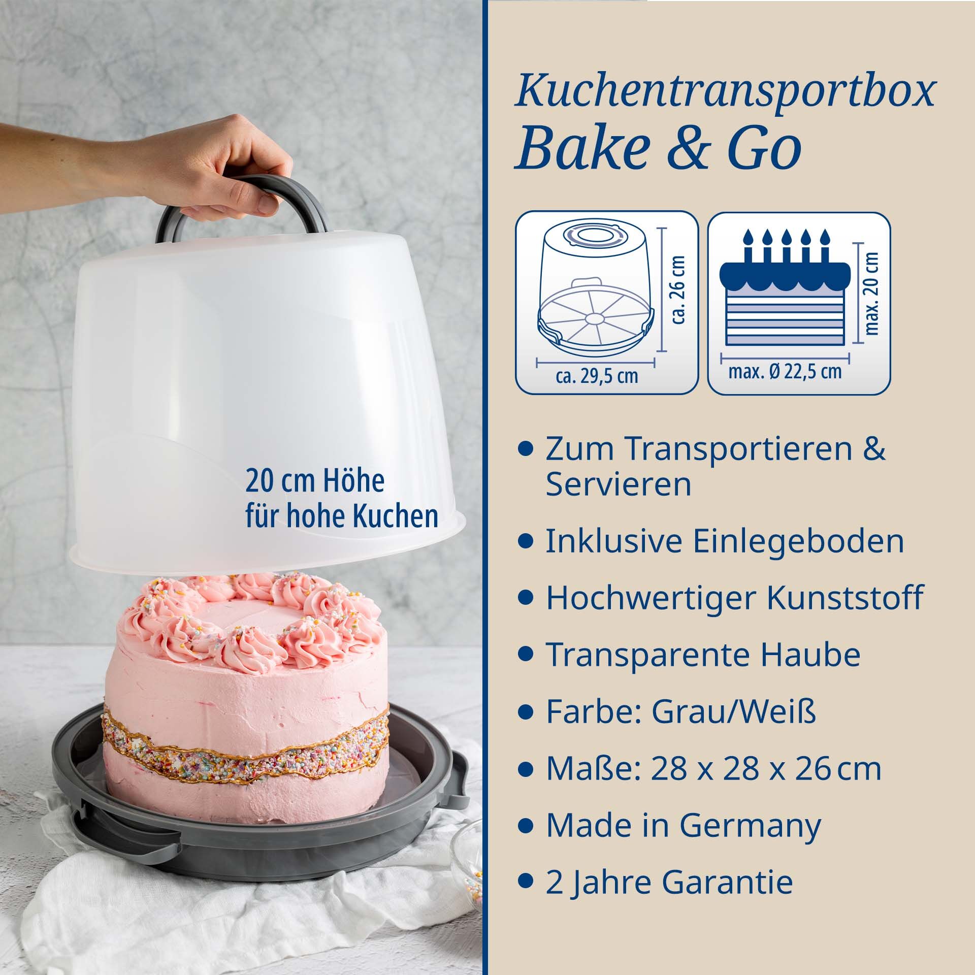 Kuchentransportbox extra hoch Bake & Go