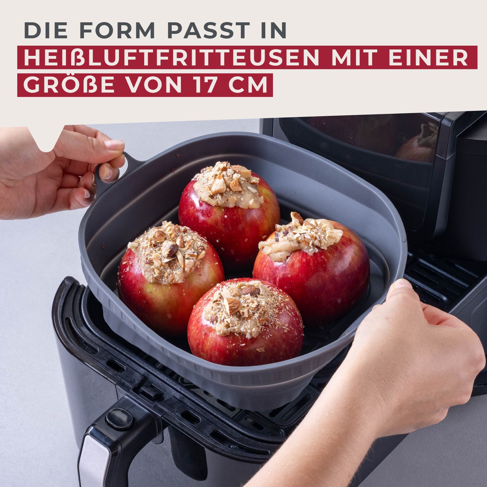 Silikonform für Heißluftfritteuse eckig, 17x17x6,5cm, faltbar