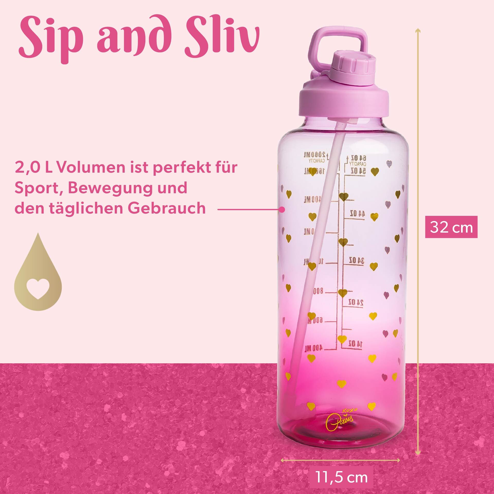 Motivations-Trinkflasche Lila, 2L