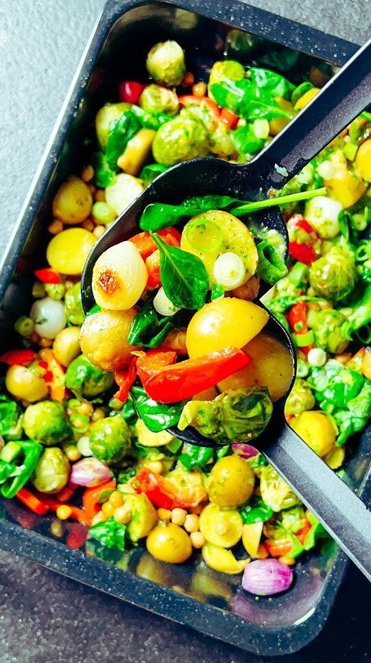 Mini-Kartoffeln, Kichererbsen & Babyspinat