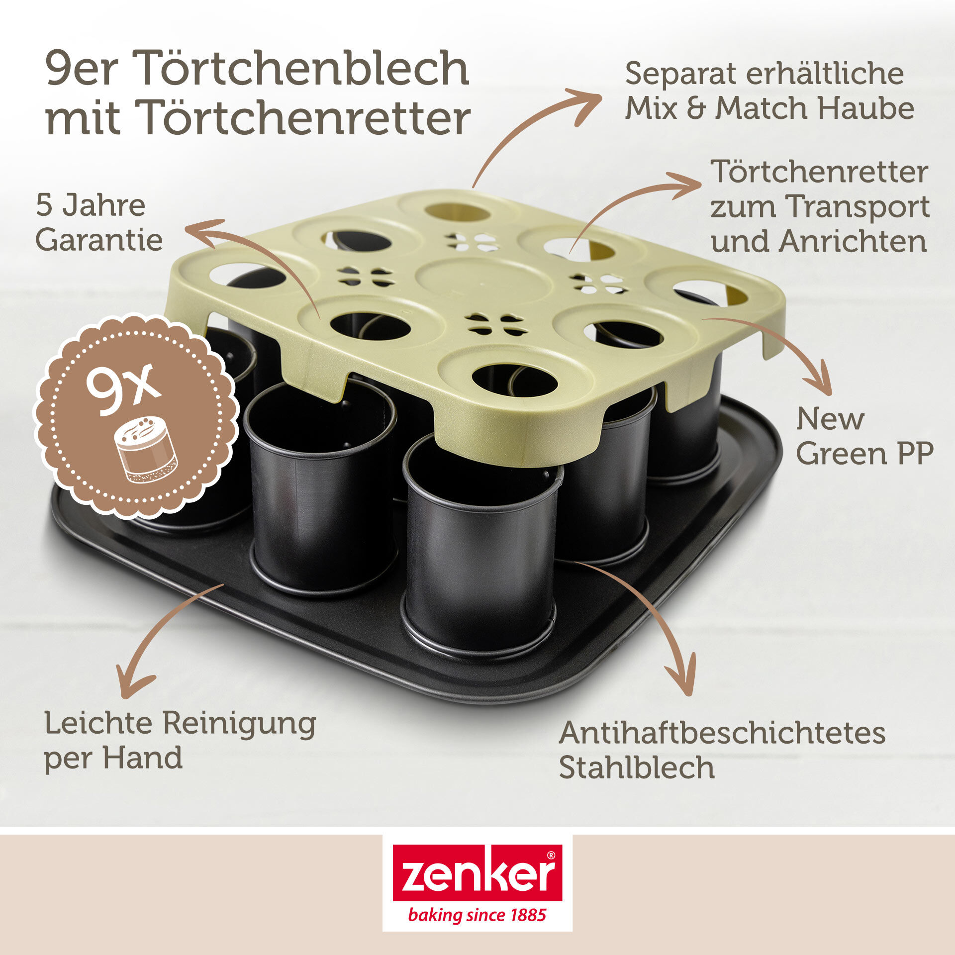 Mini Törtchen Backblech mit Törtchenretter, 9er