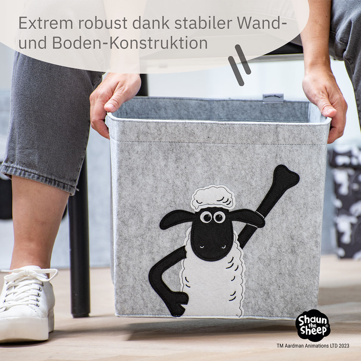 Aufbewahrungsbox Shaun tanzend, Filz, 30x30x30cm