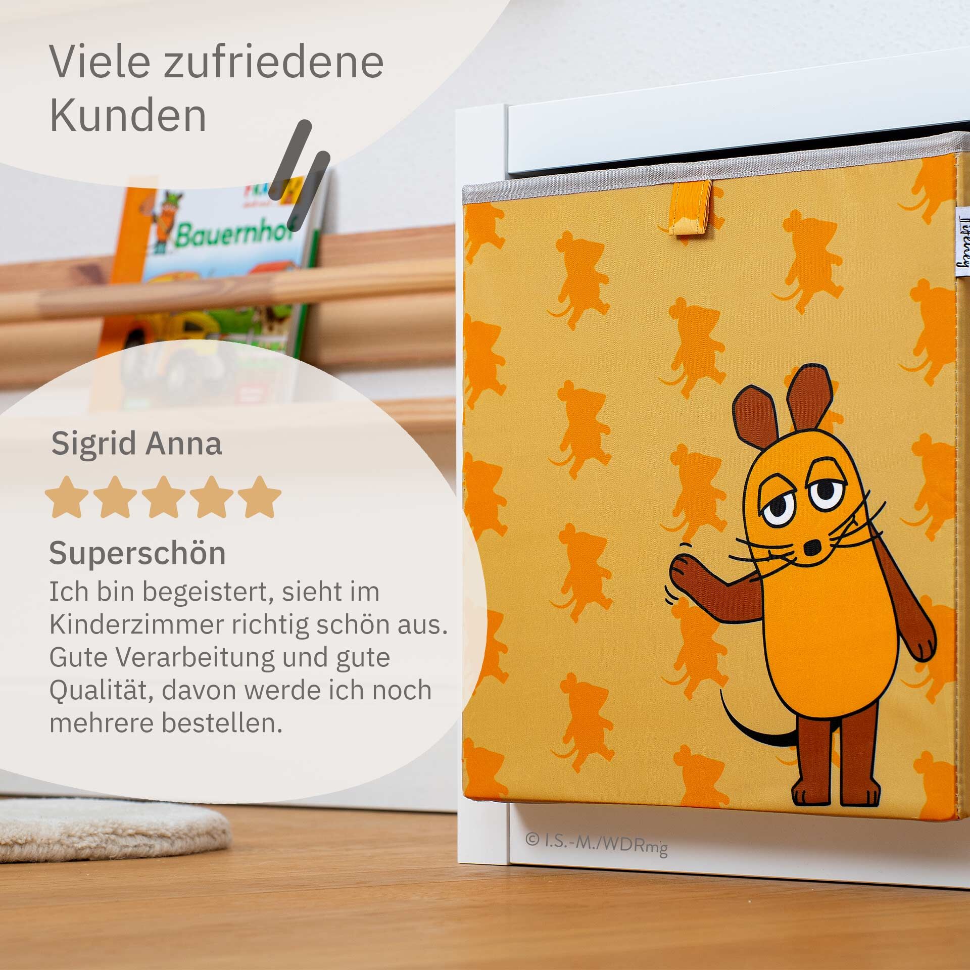 Aufbewahrungsbox 2er-Set DieMaus & Elefant, 33x33x33cm