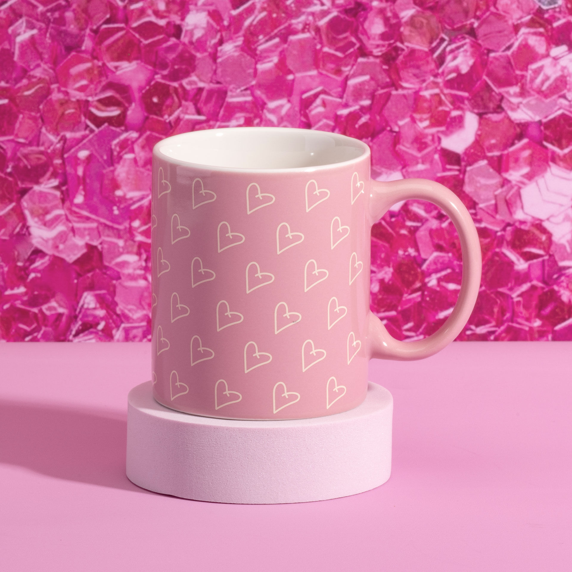 Tasse mit Herzen Pink Weiß, 350ml