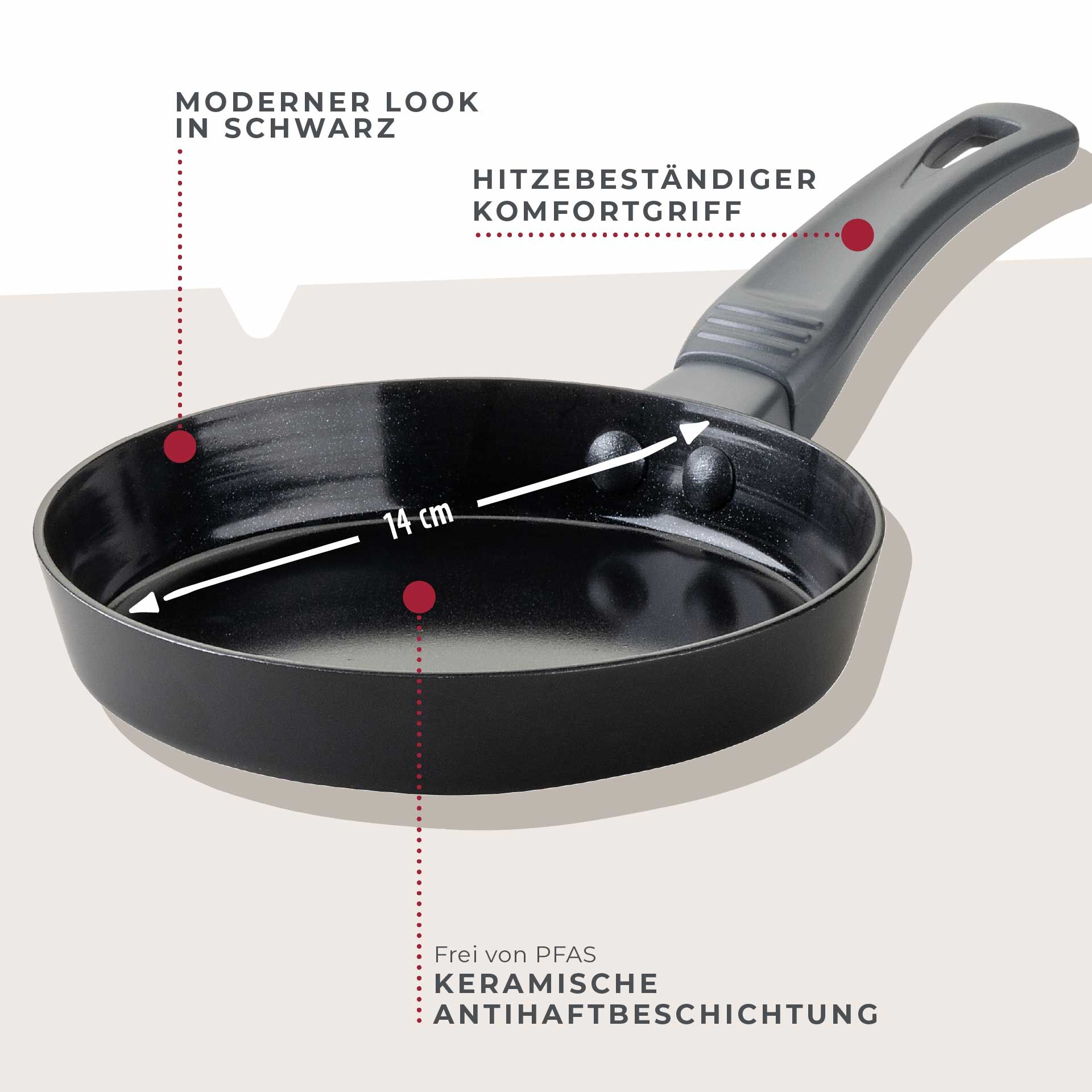 Bratpfanne Statement, Keramik, antihaft, Ø14cm
