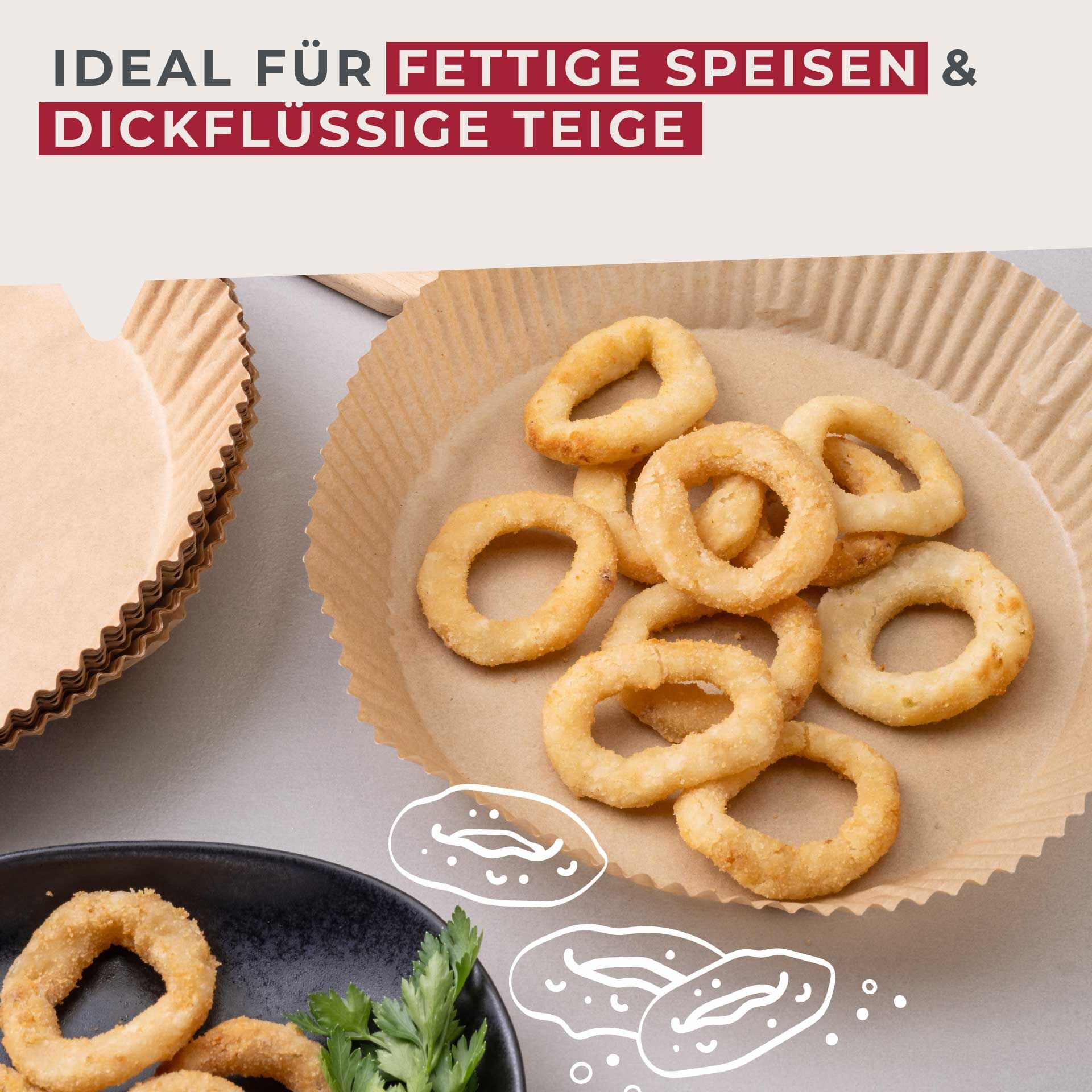 Backpapier für Heißluftfritteuse, rund, Ø20cm, 40 Stk.