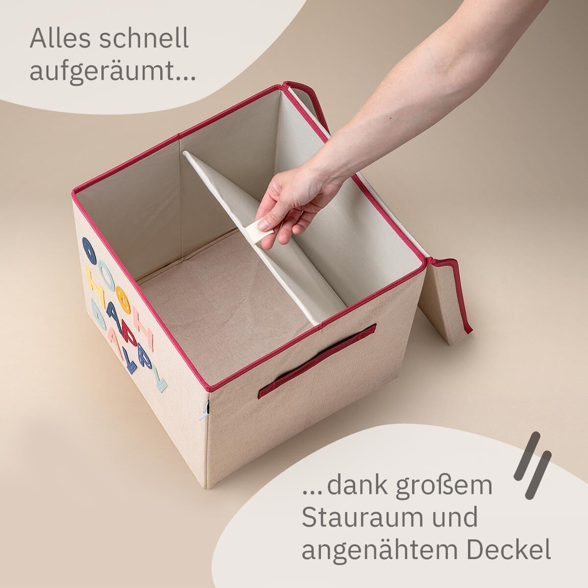 Aufbewahrungsbox mit Deckel Happy Day, 33x33x33cm