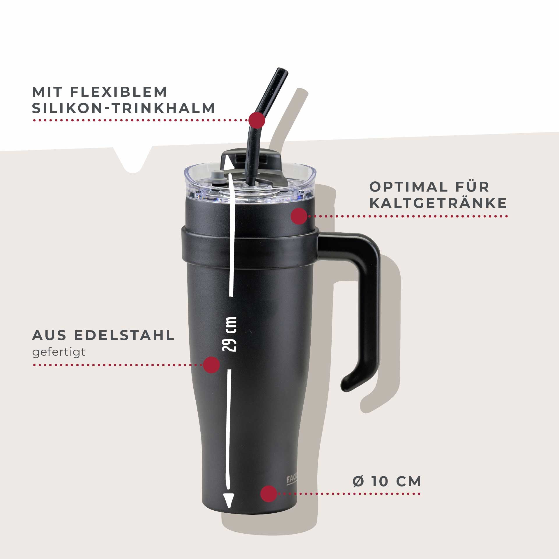 Thermotrinkbecher Schwarz, 1,2 L