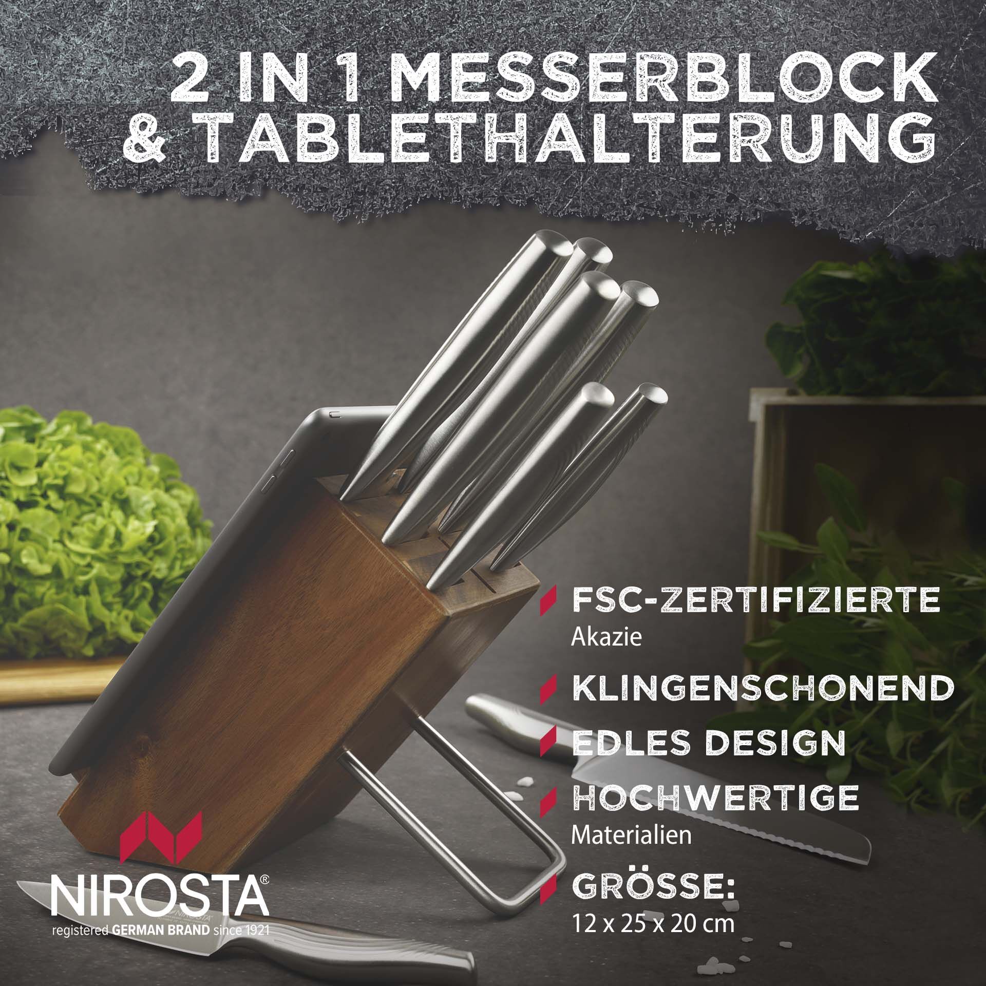 Messerblock mit Tablethalter