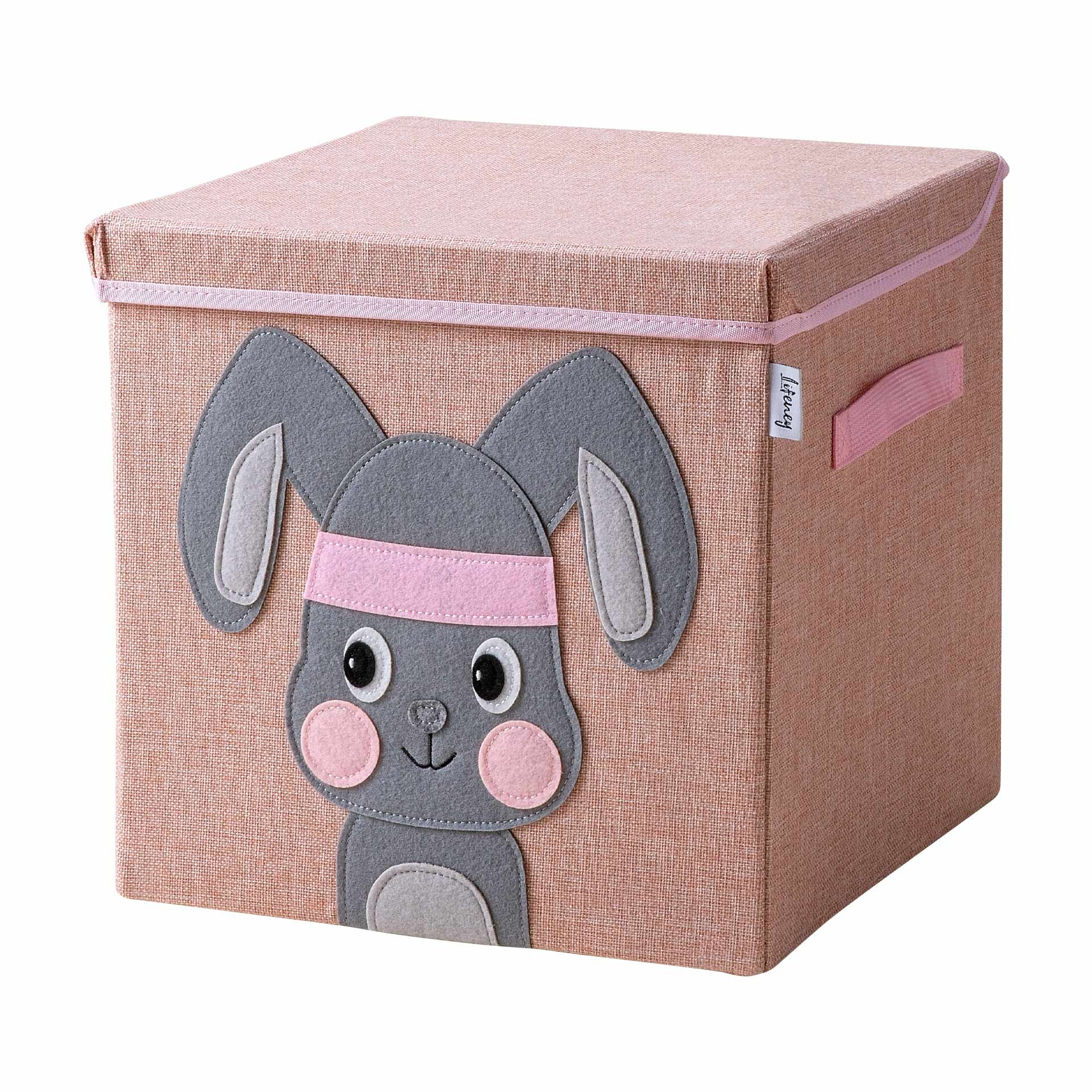 Aufbewahrungsbox mit Deckel, Hase, rosa, 33x33x33cm
