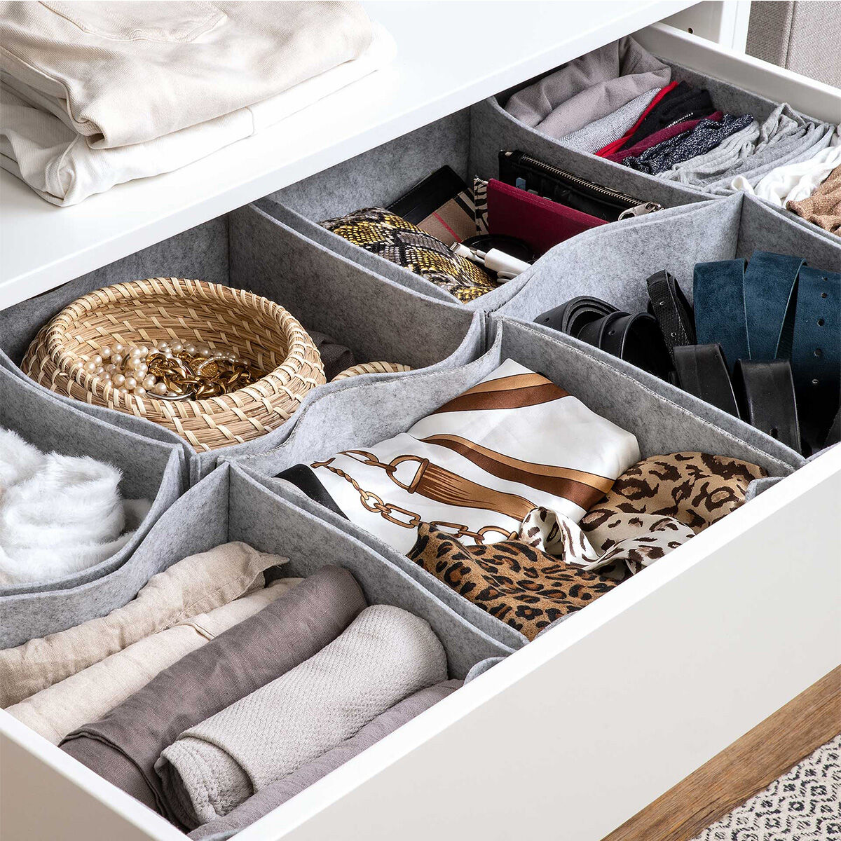 Organize your closet Schubladenorganizer, 8er Set, Filz, grau