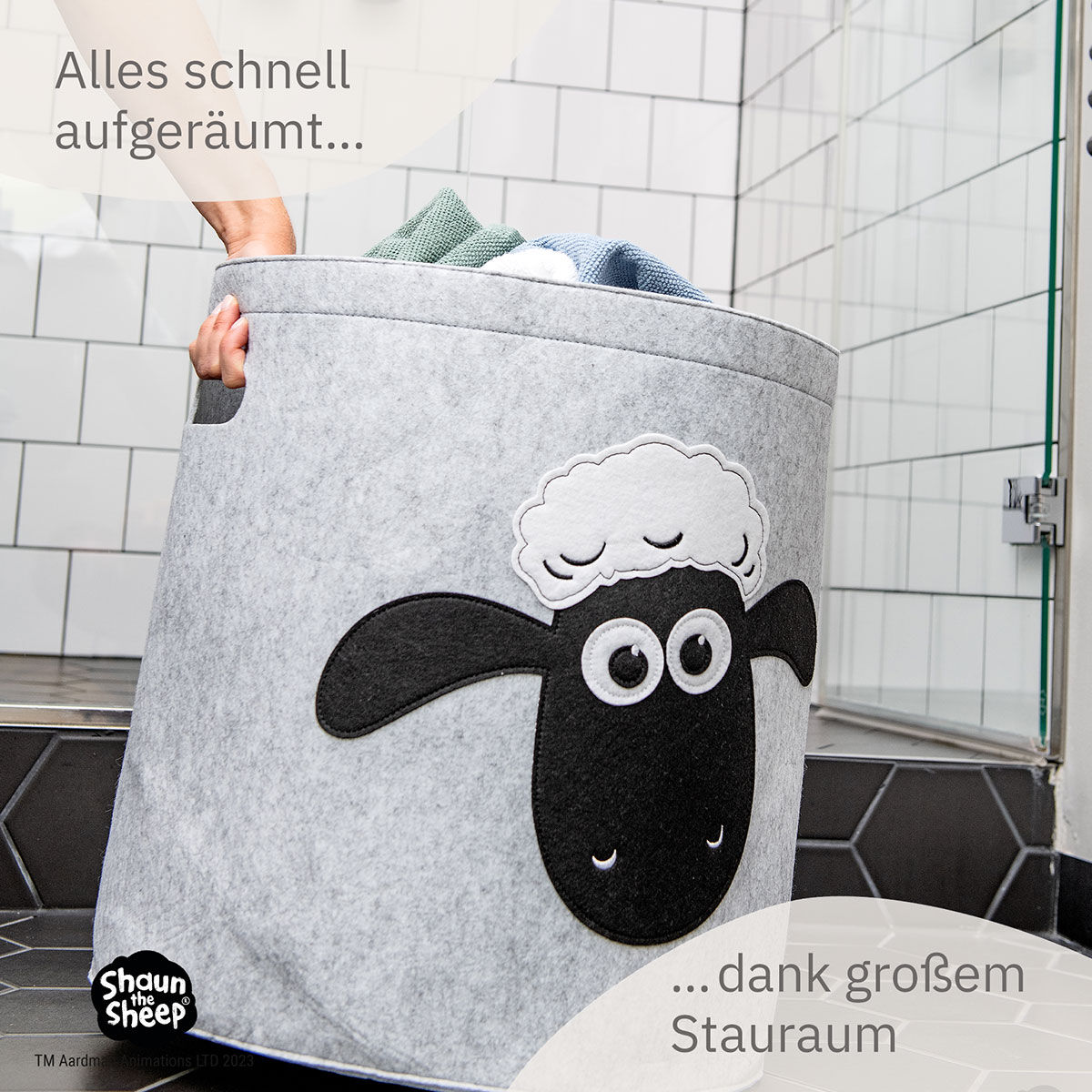 Aufbewahrungskorb Shaun , Filz, 43,5x46cm
