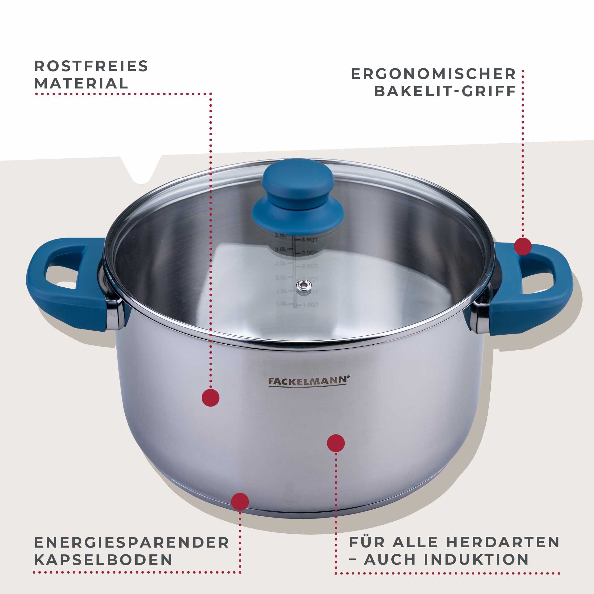 Kochtopf mit Deckel Essential, Ø24cm, blau