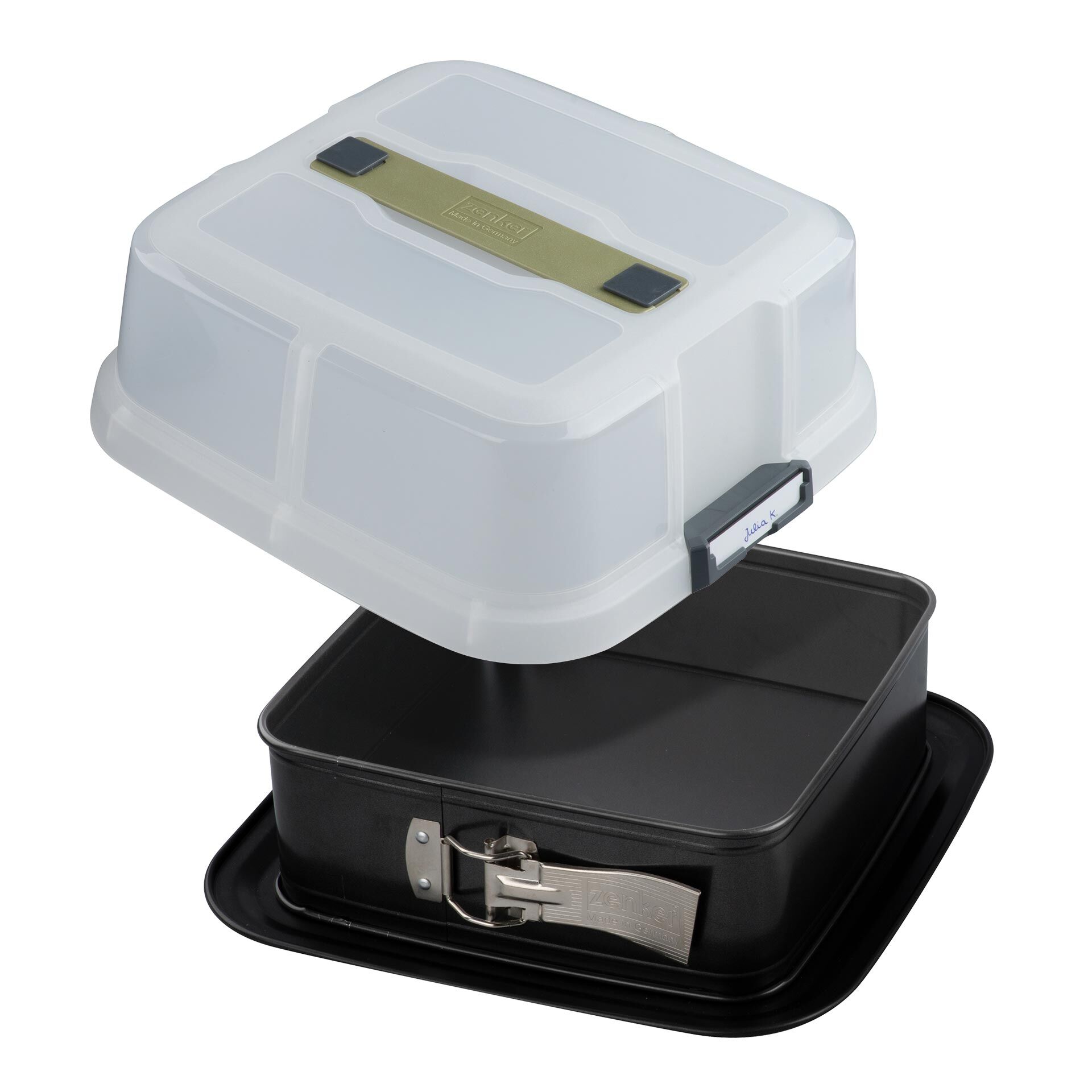 Springform quadratisch mit Transporthaube,  24x24cm