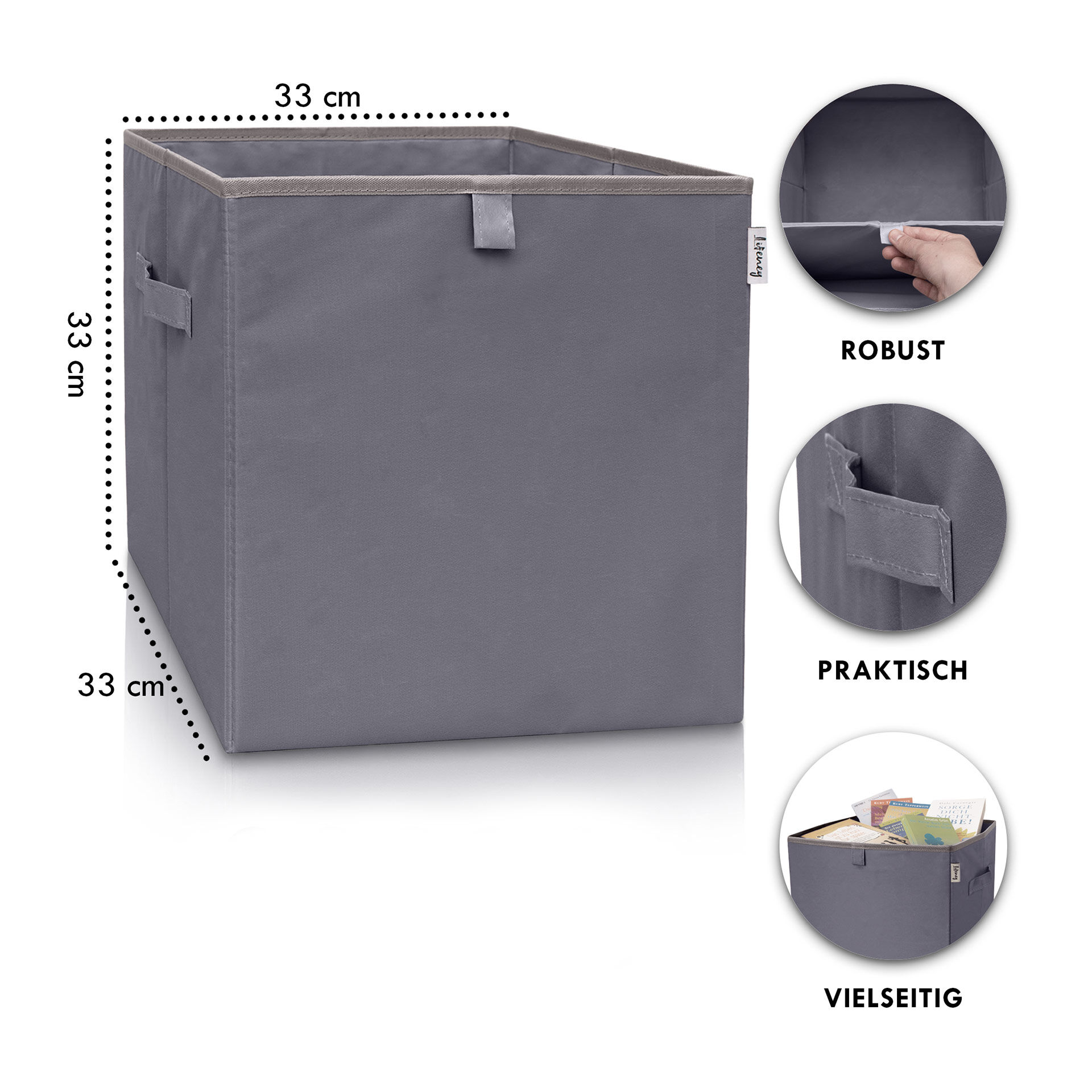Aufbewahrungsbox, grau, 33x33x33cm