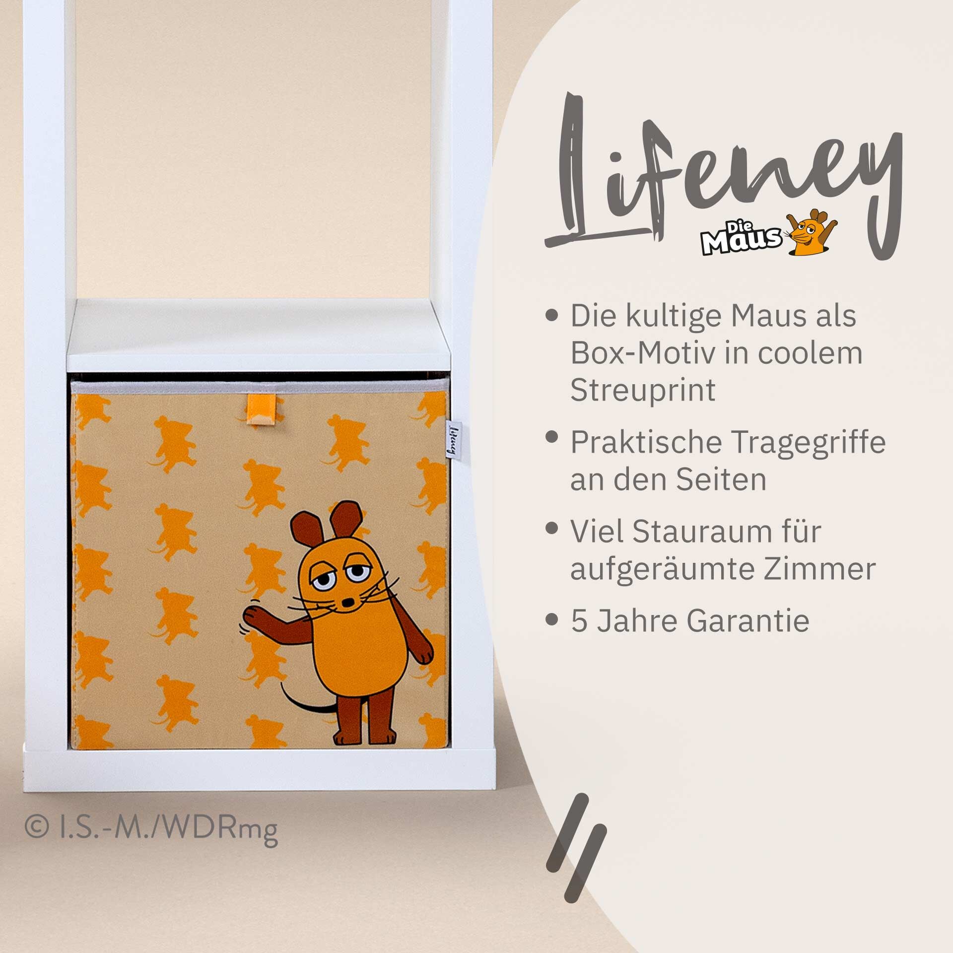 Aufbewahrungsox DieMaus winkend, apricot