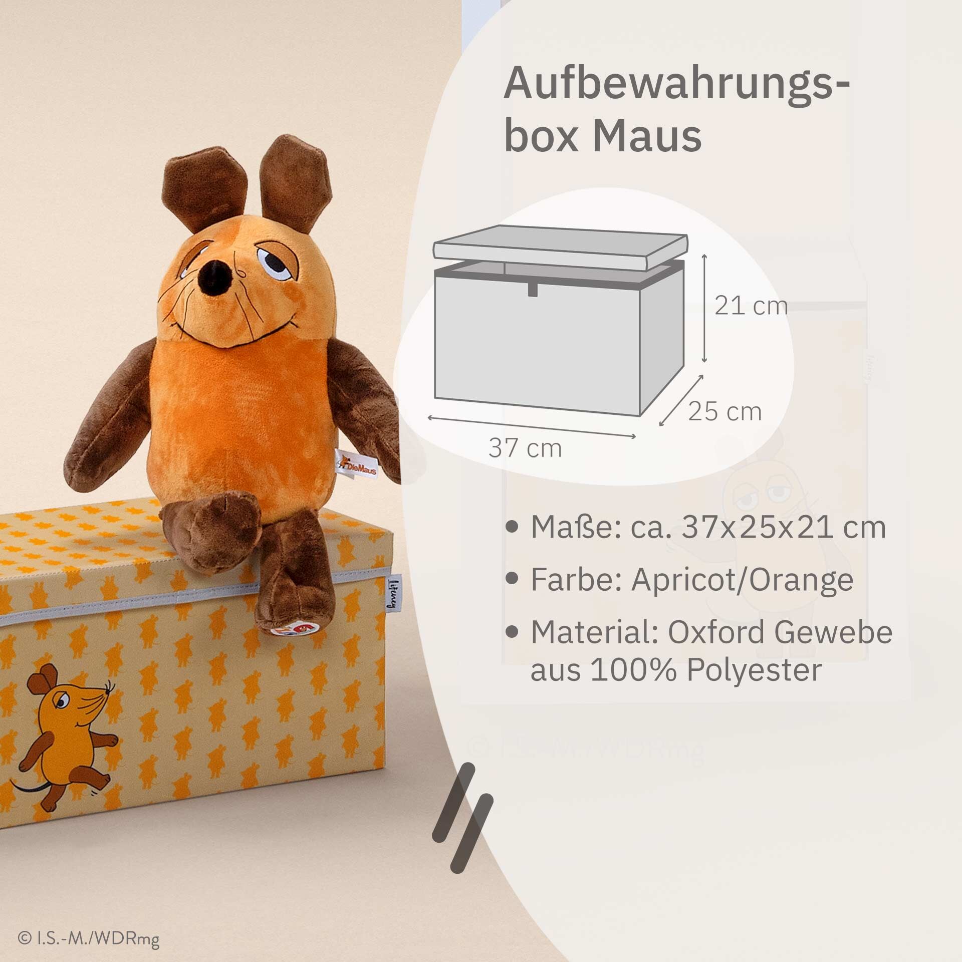 Aufbewahrungsbox 2er-Set DieMaus, 37x25x21cm, apricot
