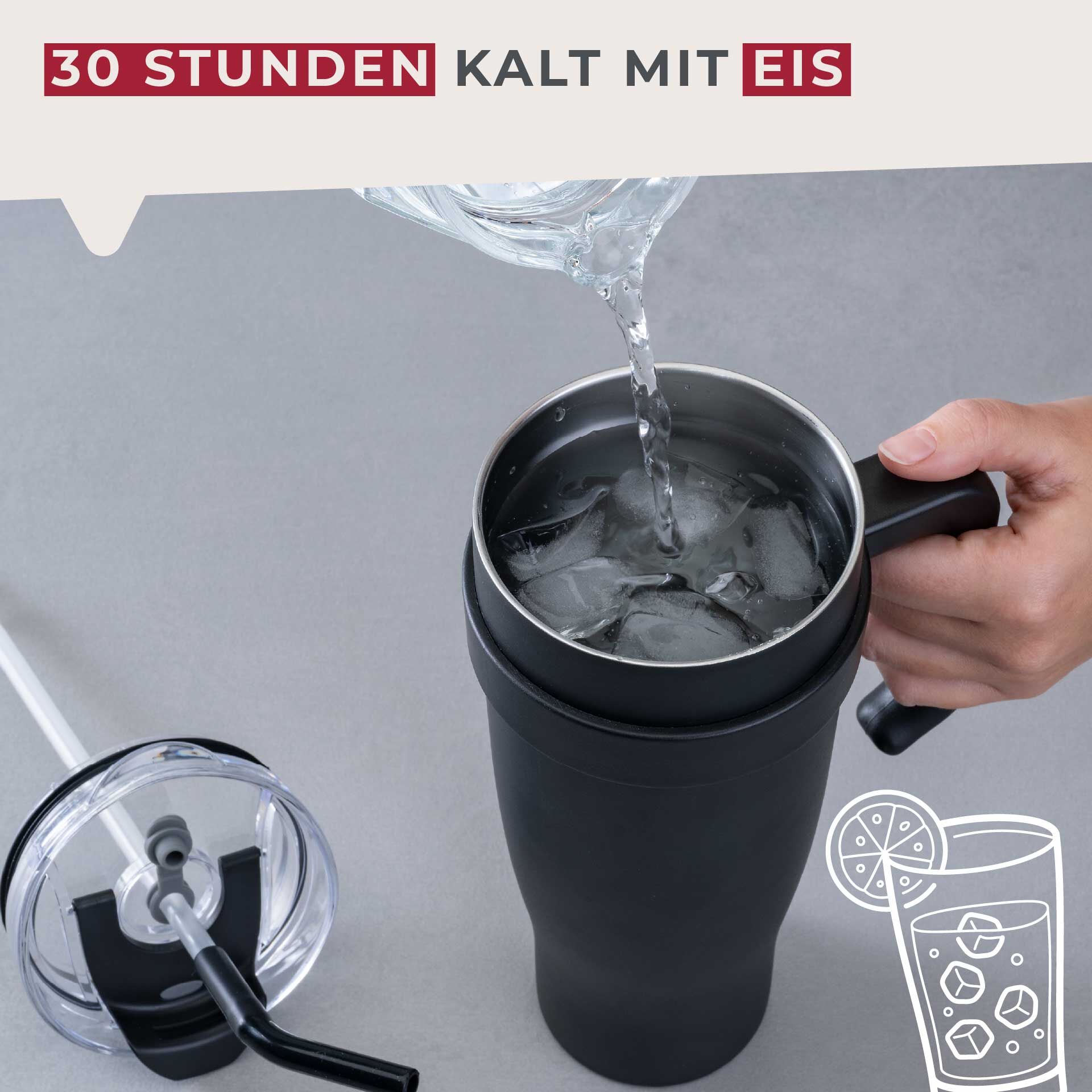 Thermotrinkbecher Schwarz, 1,2 L