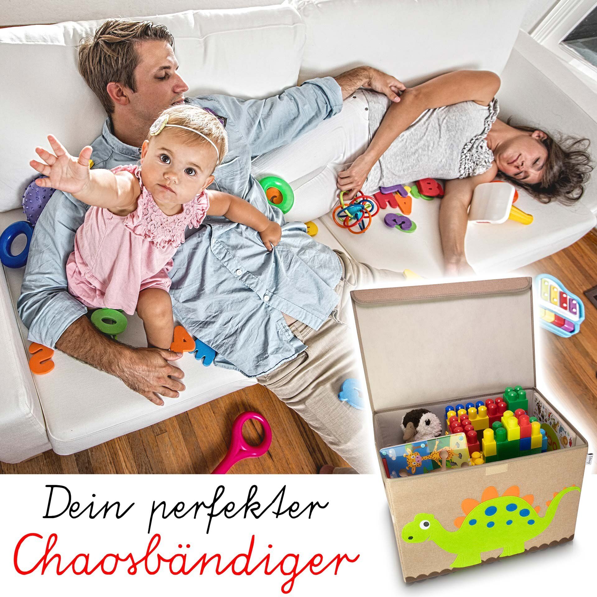 Aufbewahrungsbox mit Deckel, Elefant, groß, 51x36x36cm