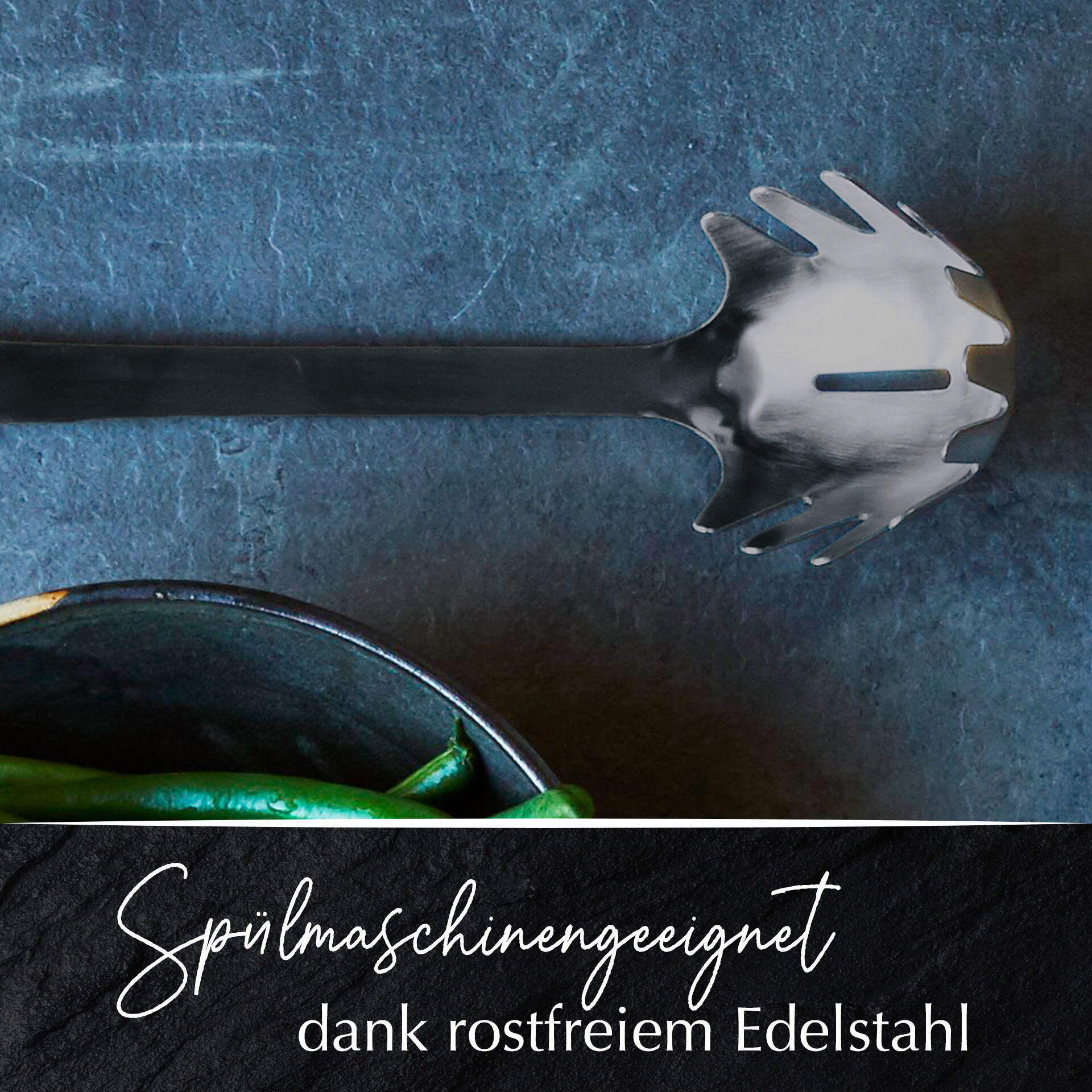 Spaghettilöffel Satin, schwarz, Edelstahl