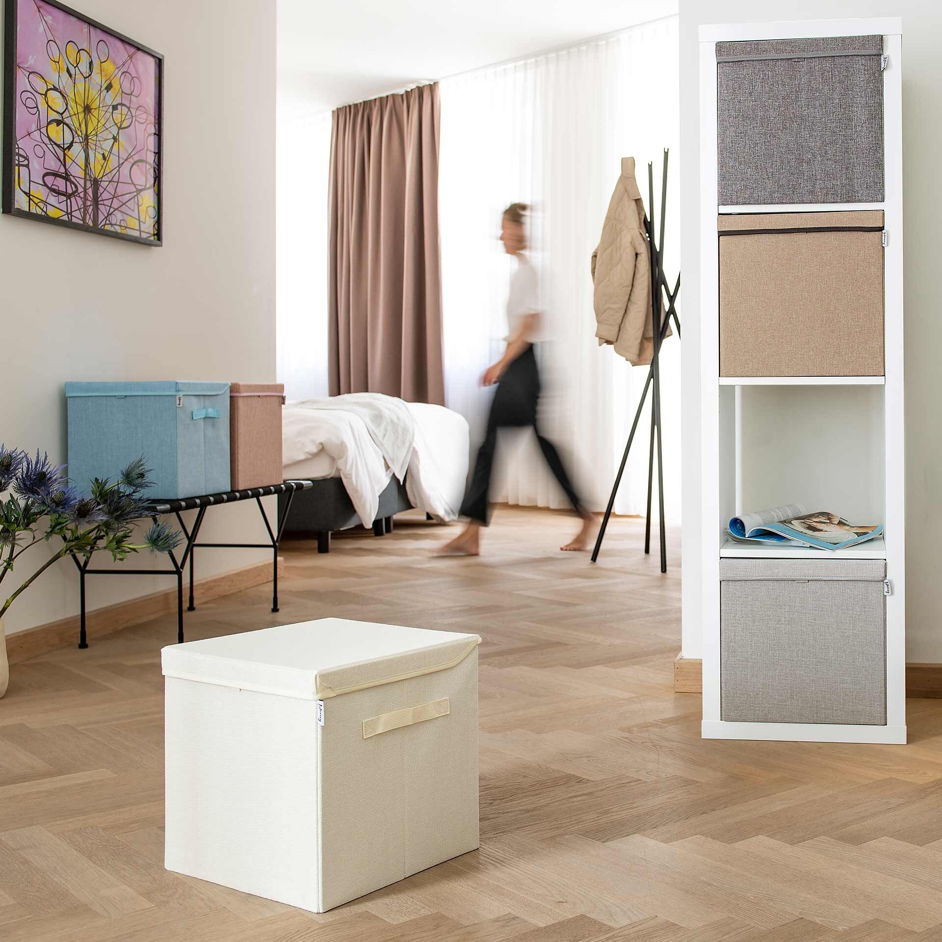 Aufbewahrungsbox mit Deckel, blau, 33x33x33cm