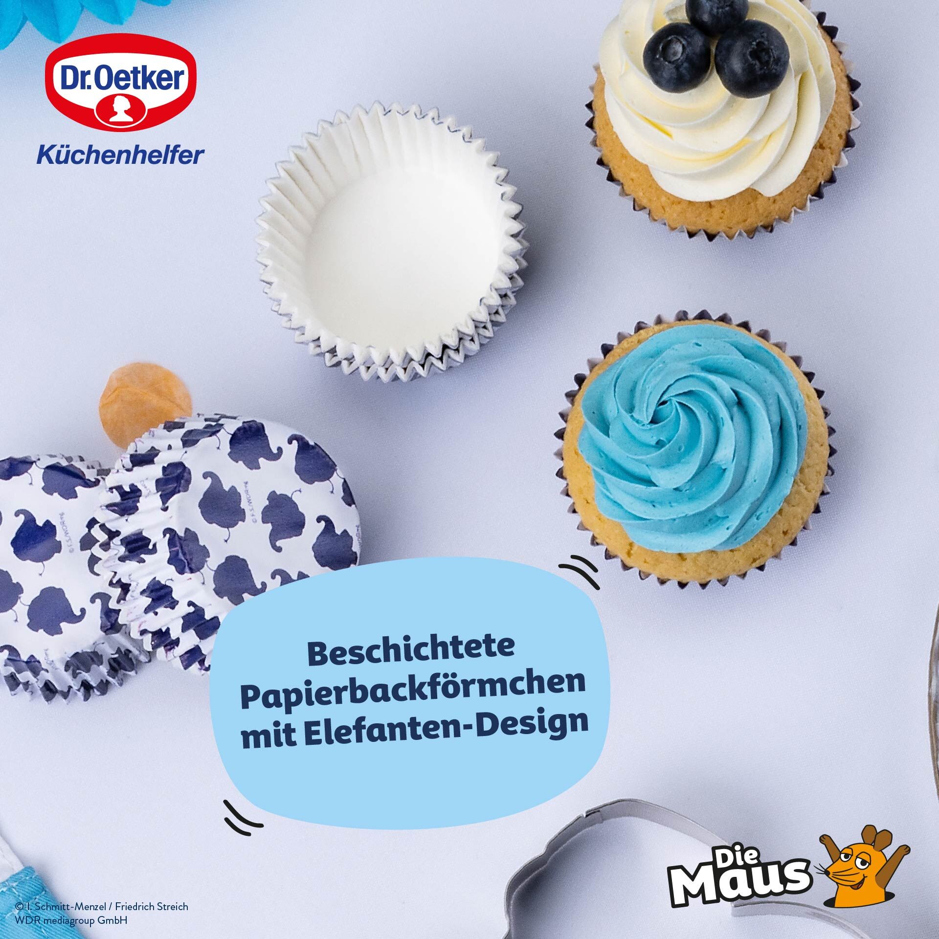 Papier-Backförmchen DieMaus Elefant, Ø5cm, 50 Stk.