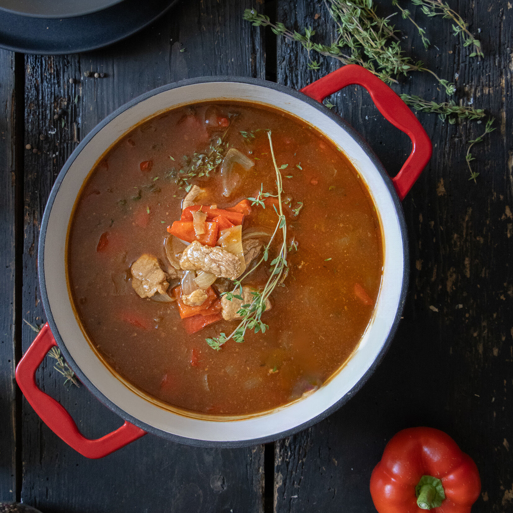 Servierpfanne mit Deckel kirschrot Ø28cm