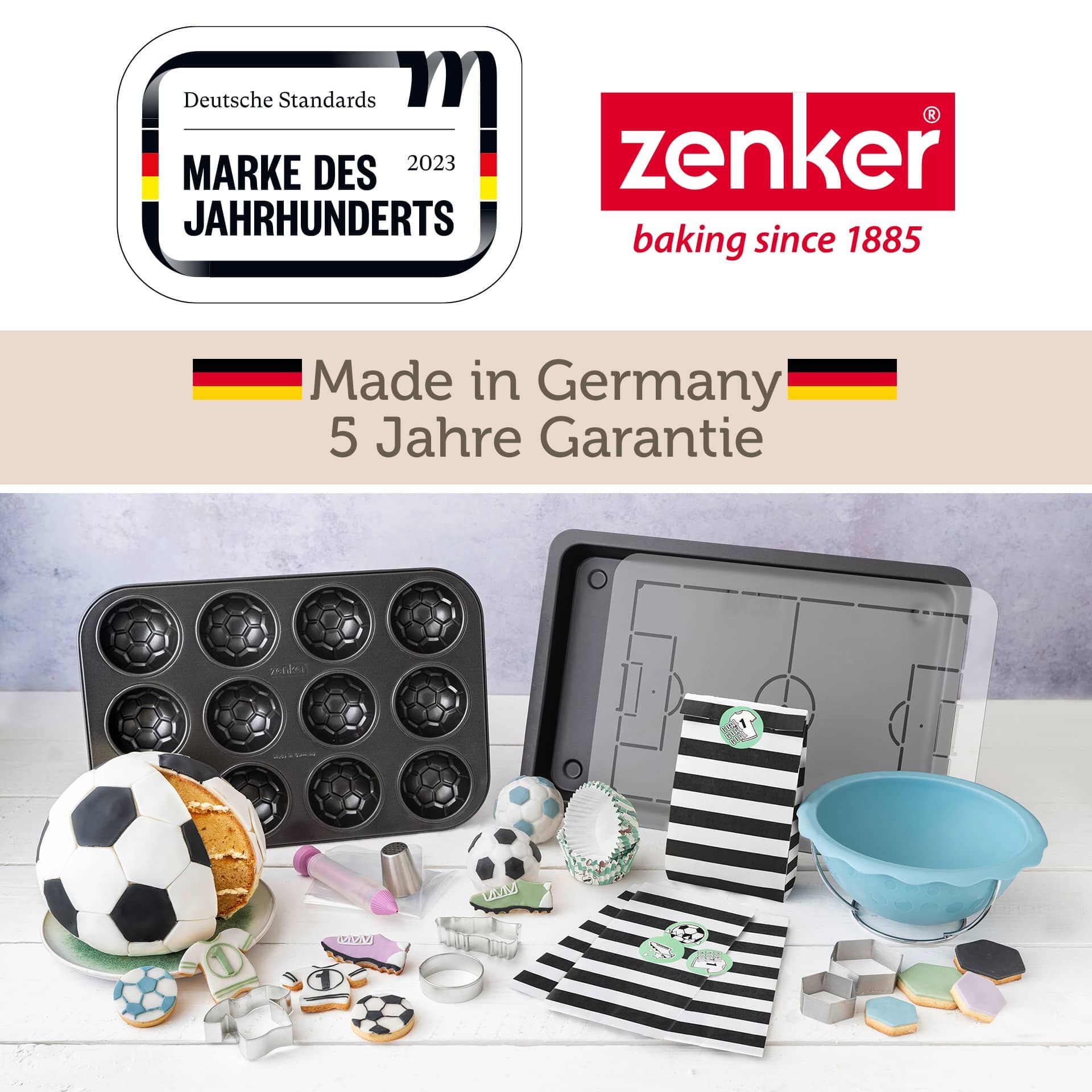 Zenker Pflaumenkuchenblech Mit Fußballfeld-Schablone - 42x29 Cm Backform | Hitzebeständig Bis 230°C