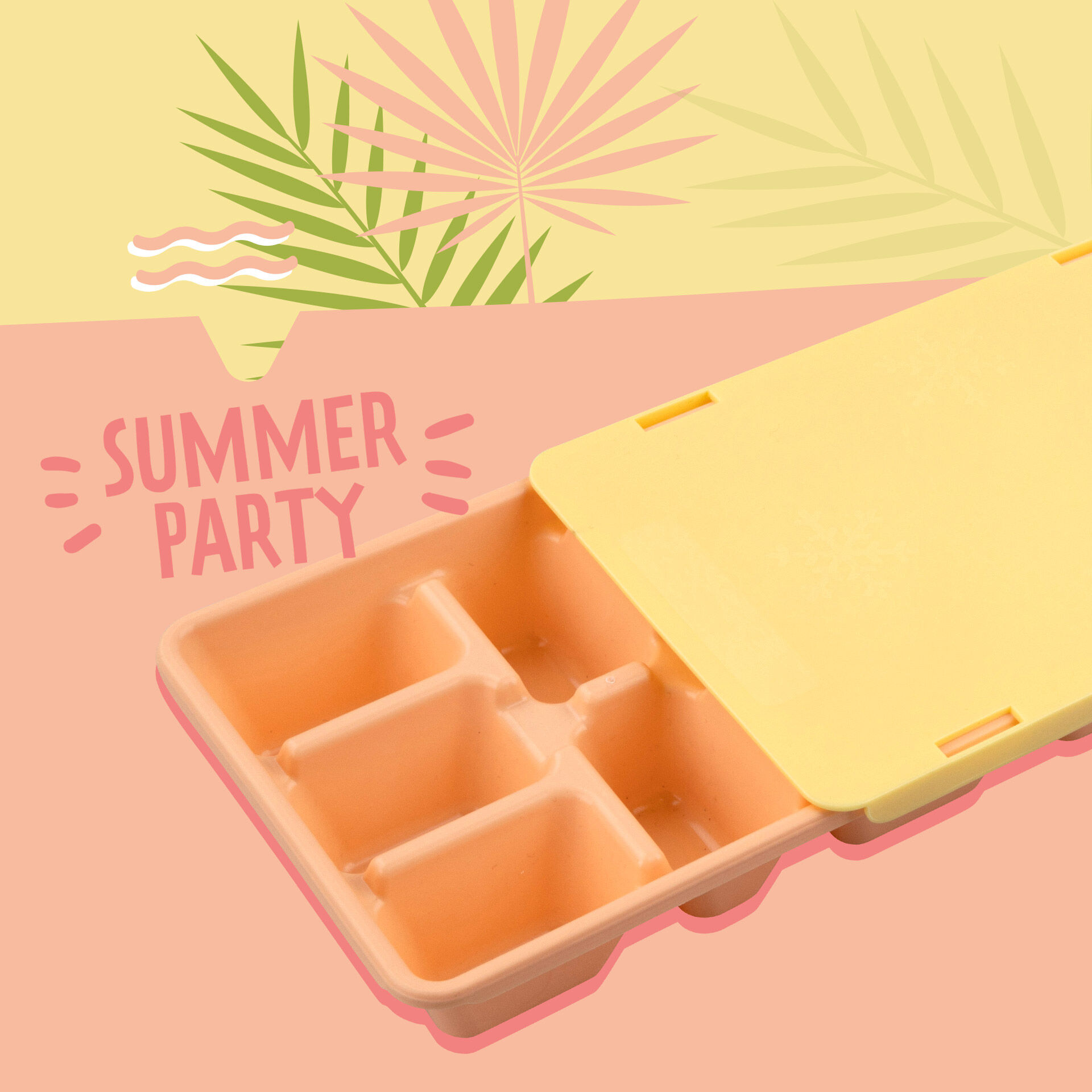 Eiswürfelform mit Deckel, gelb/orange