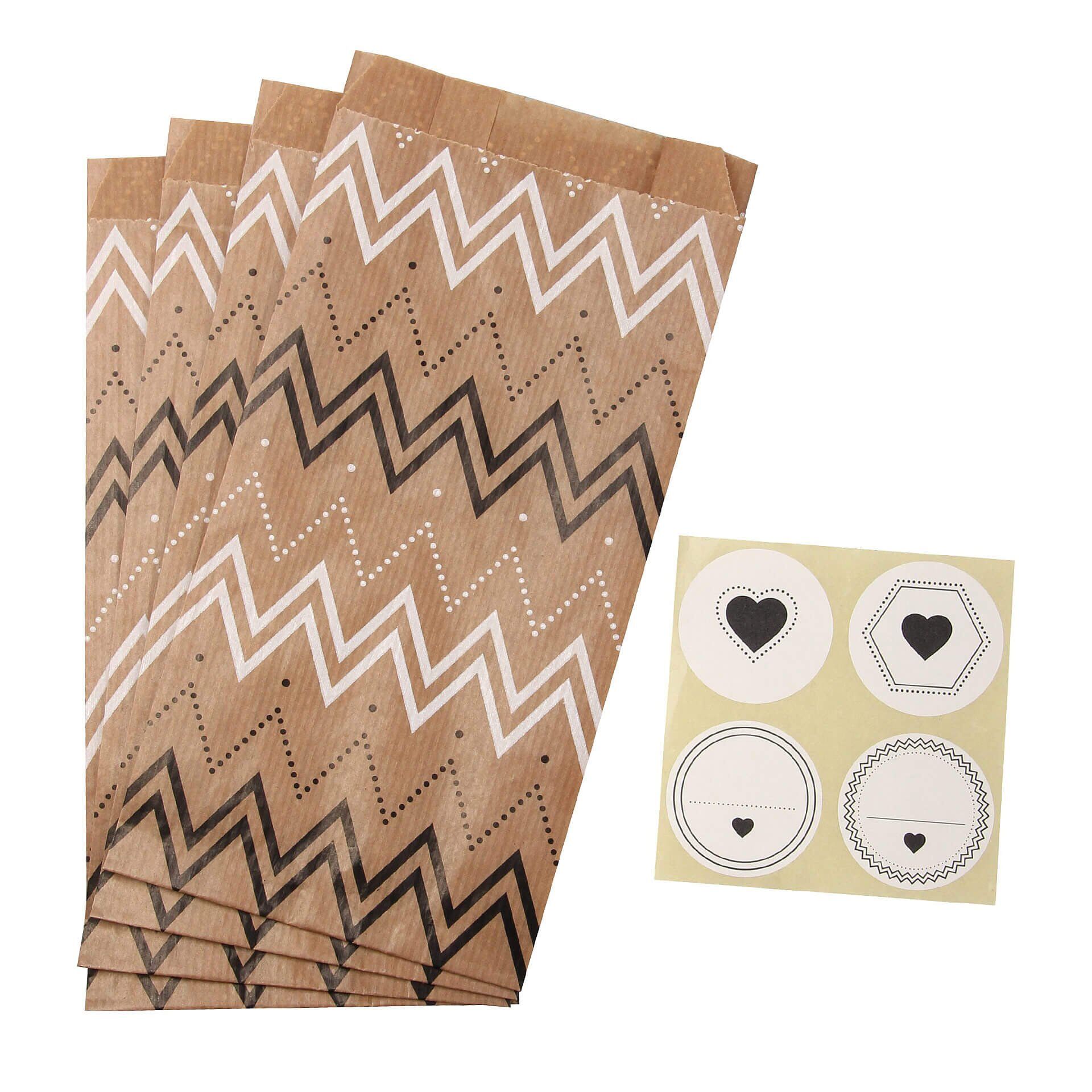 Geschenktüten mit Sticker, 8-teilig, Papier