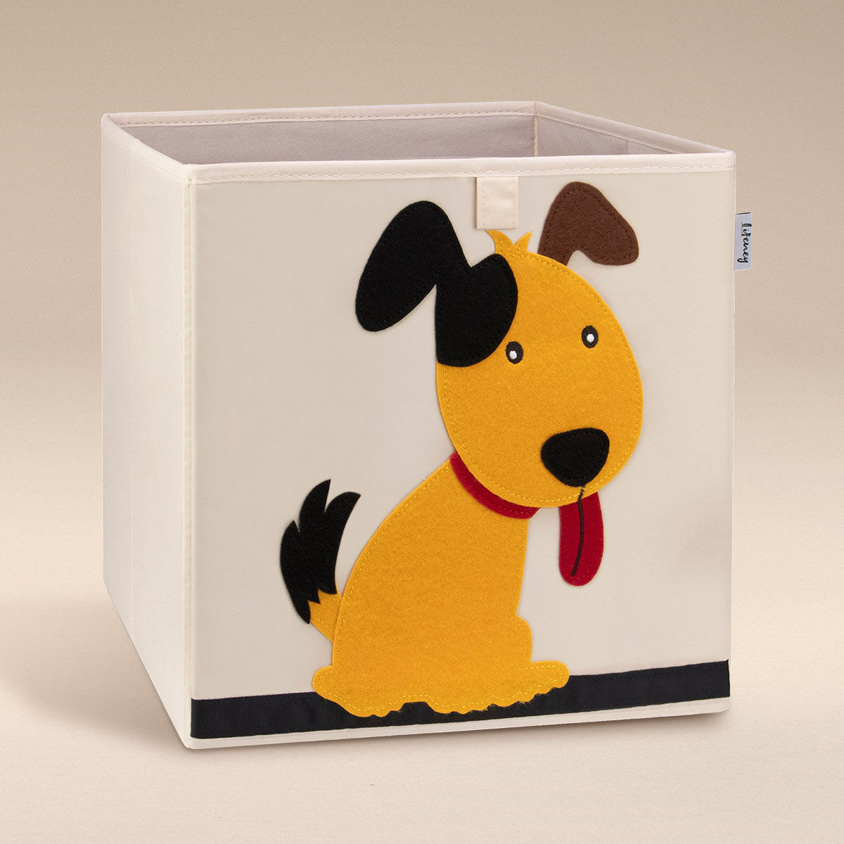 Aufbewahrungsbox Hund, beige, 33x33x33cm
