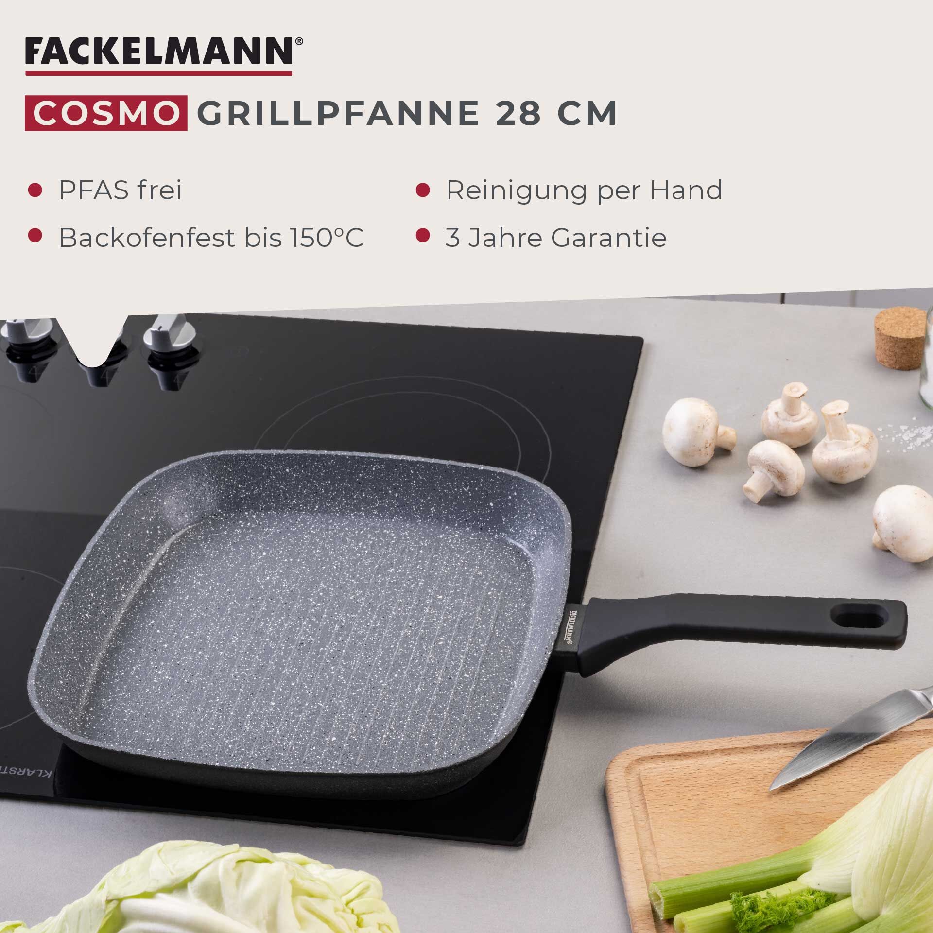Grillpfanne Cosmo, Keramik, antihaft, Ø28cm