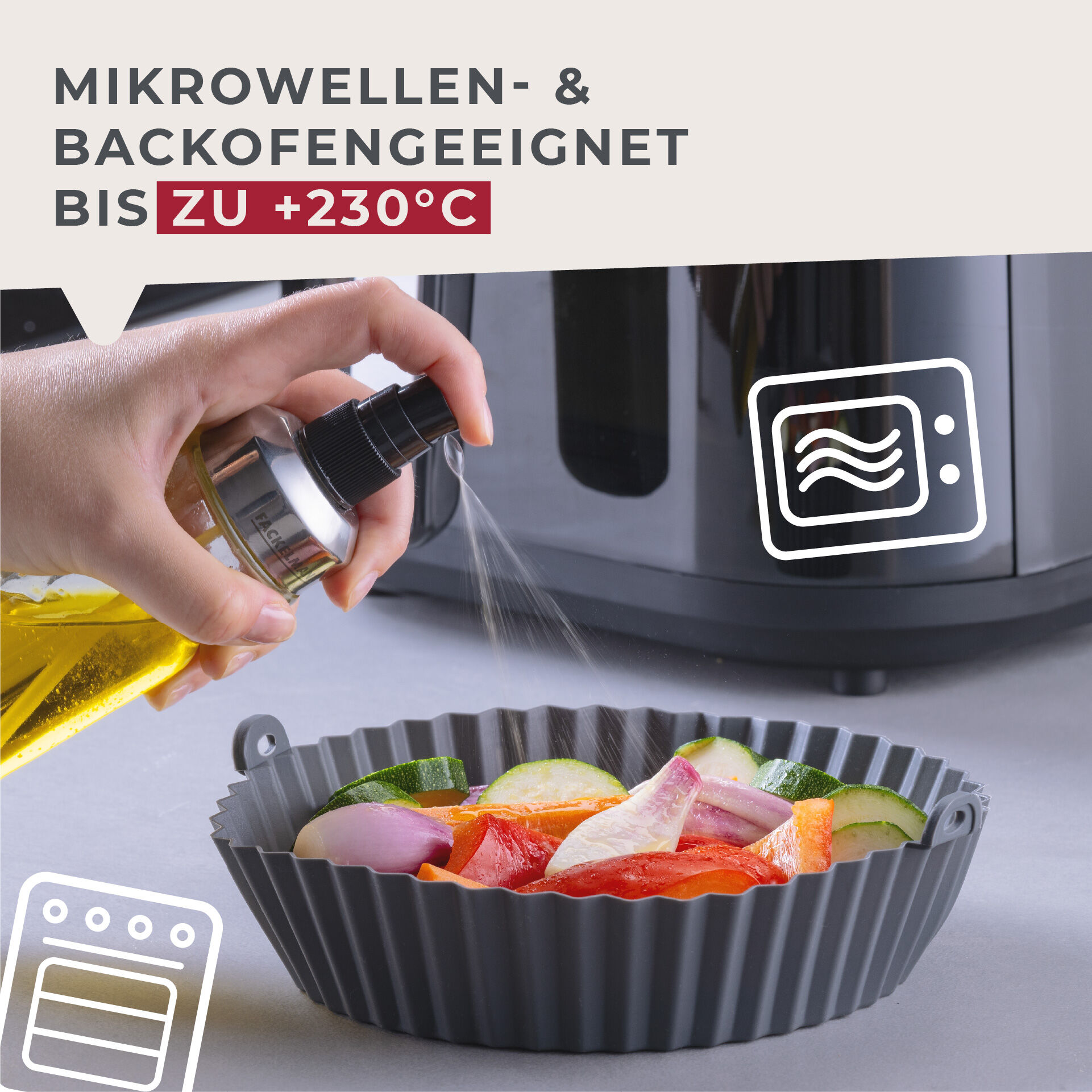 Silikonform für Heißluftfritteuse rund, Ø15cm