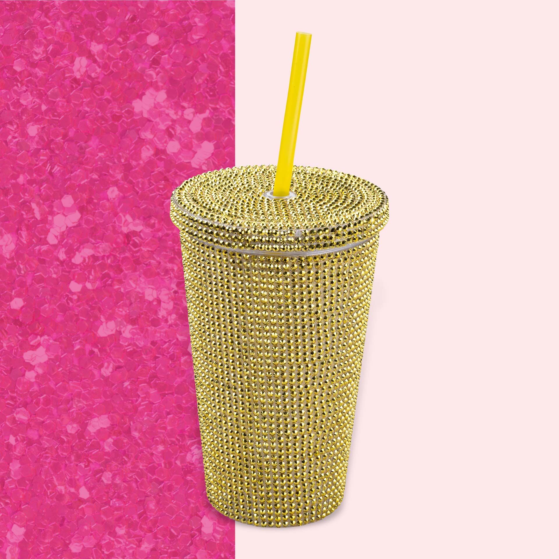 Trinkbecher Gold, Strass, 500ml