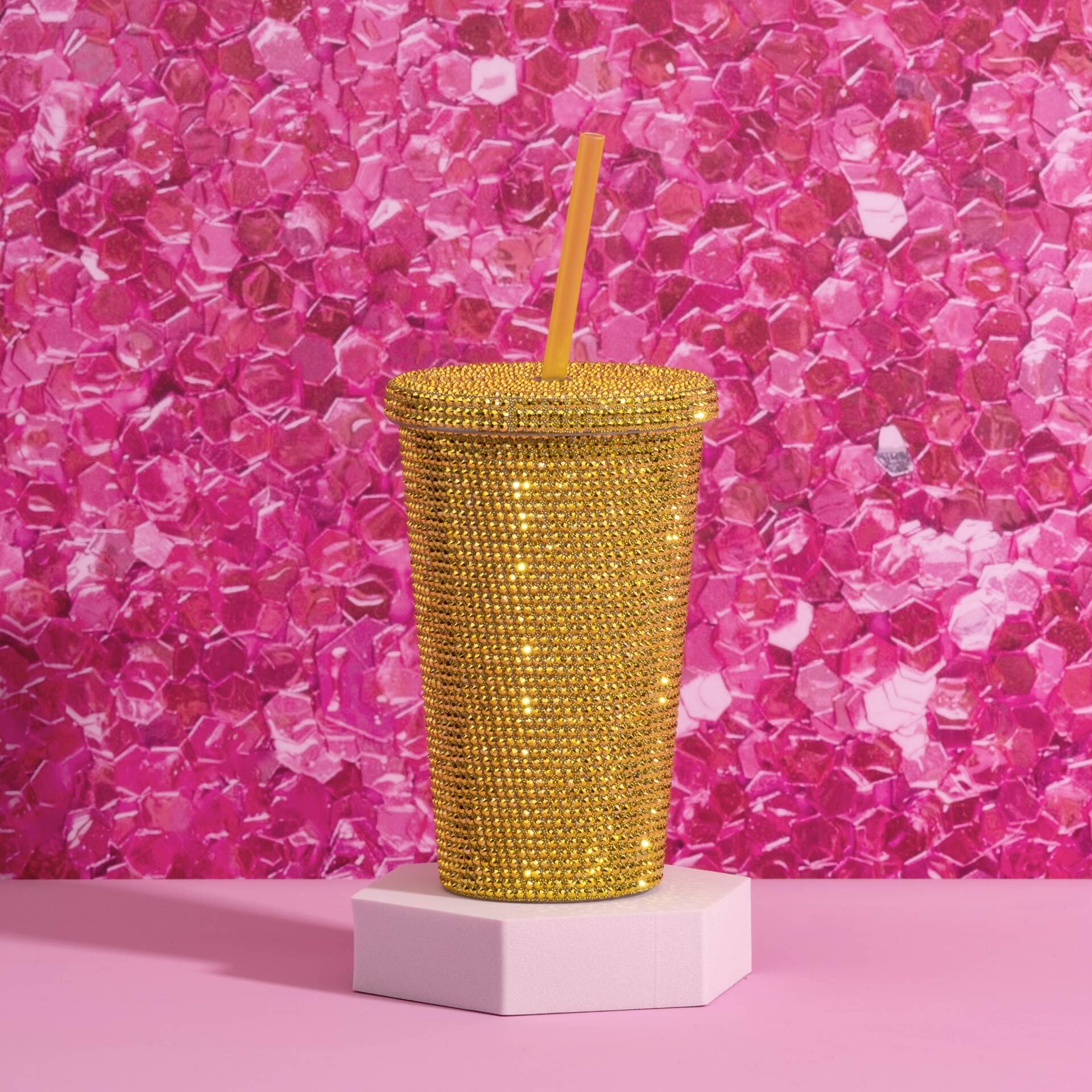 Trinkbecher Gold, Strass, 500ml