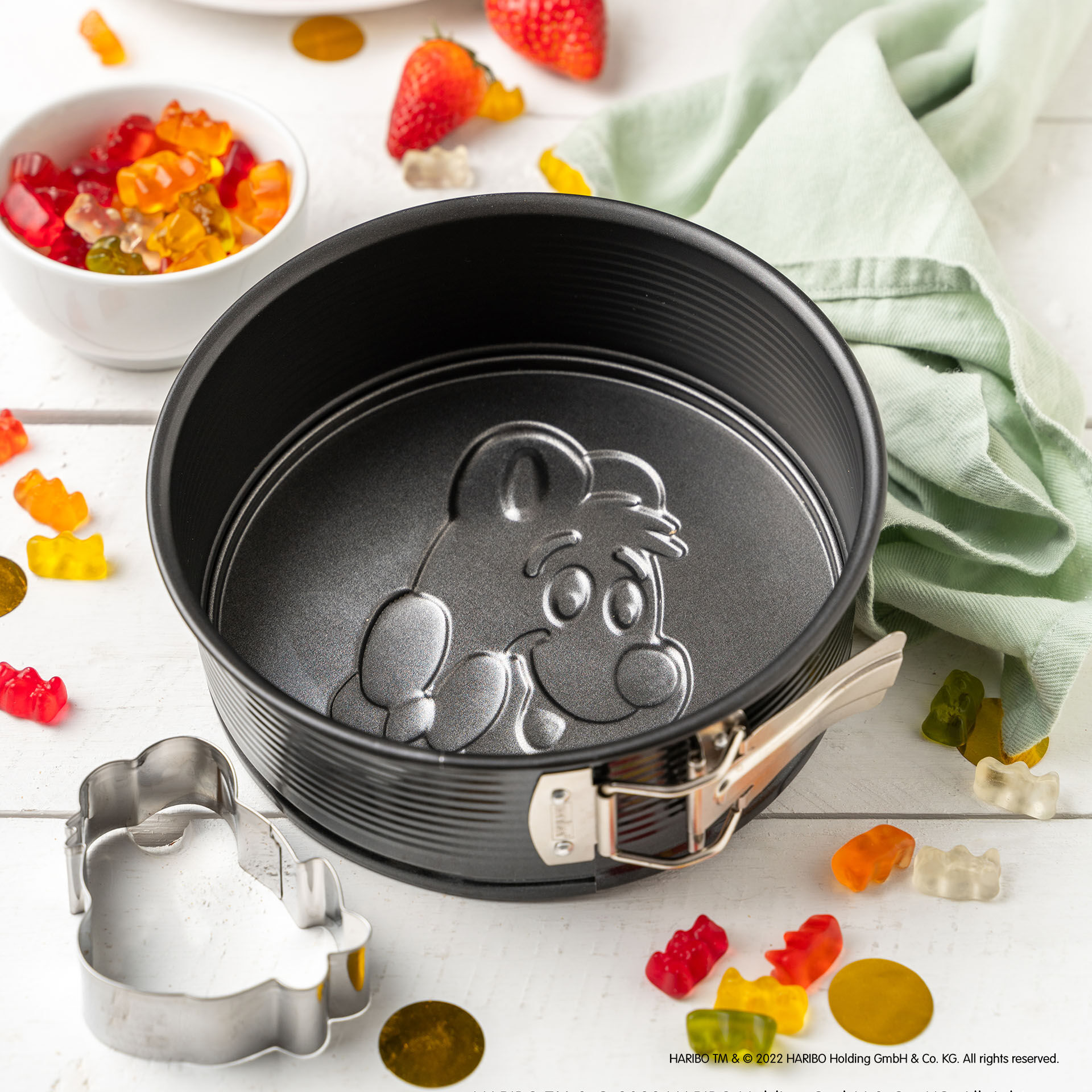 Springform mit Motivboden + Ausstecher HARIBO Goldbär, Ø18cm