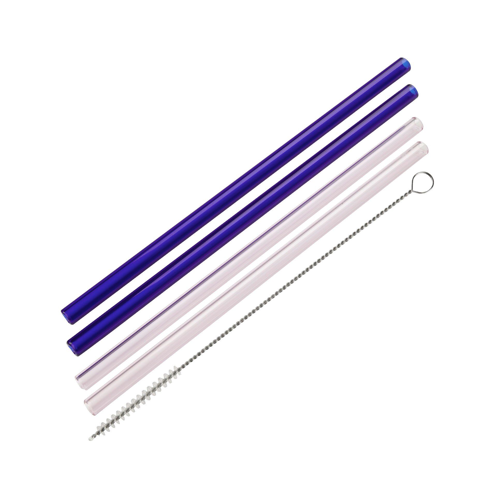 Strohhalme / Trinkhalme Glas mit Bürste Eco, 5-teilig, bunt
