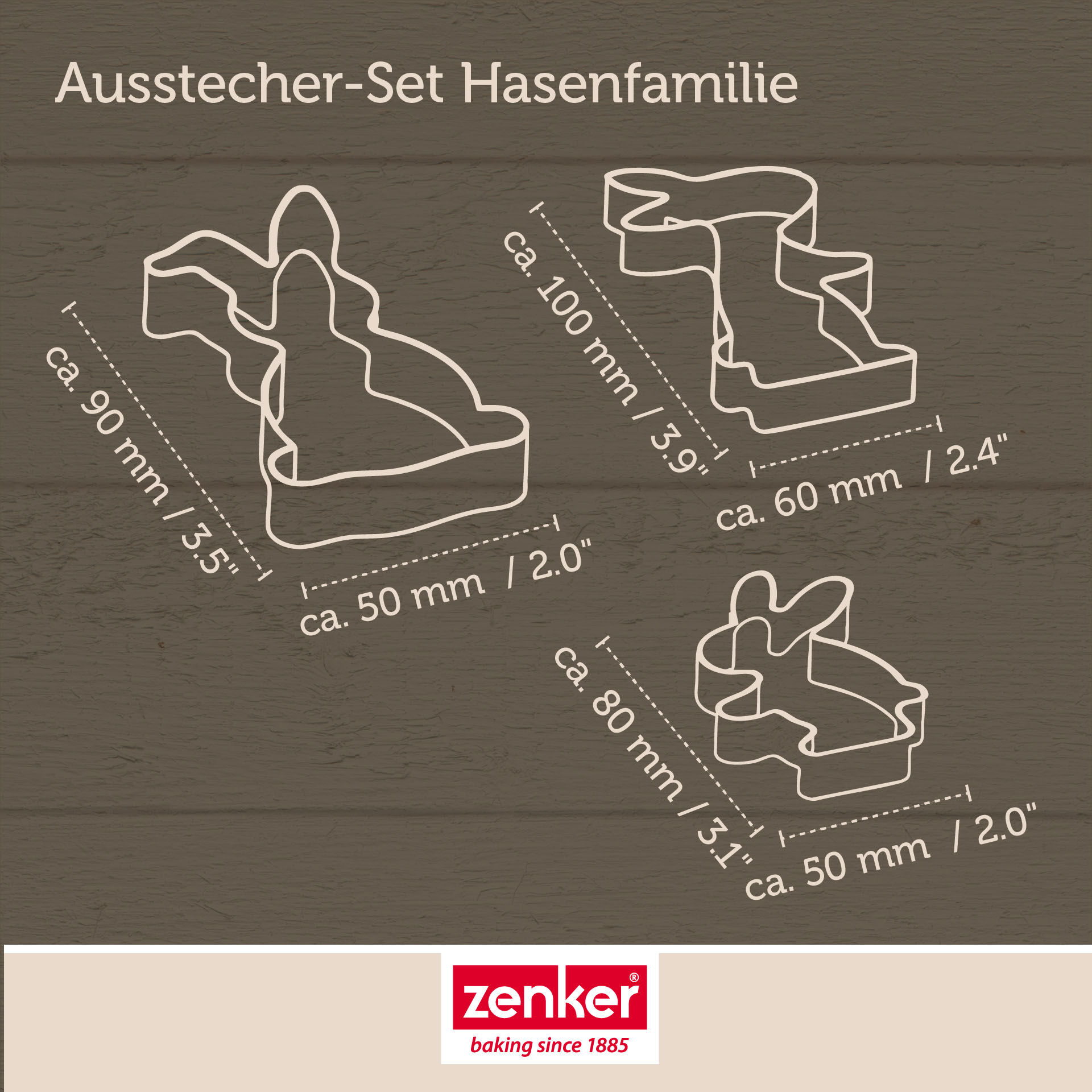 Ausstecher-Set Hasenfamilie, 3-teilig