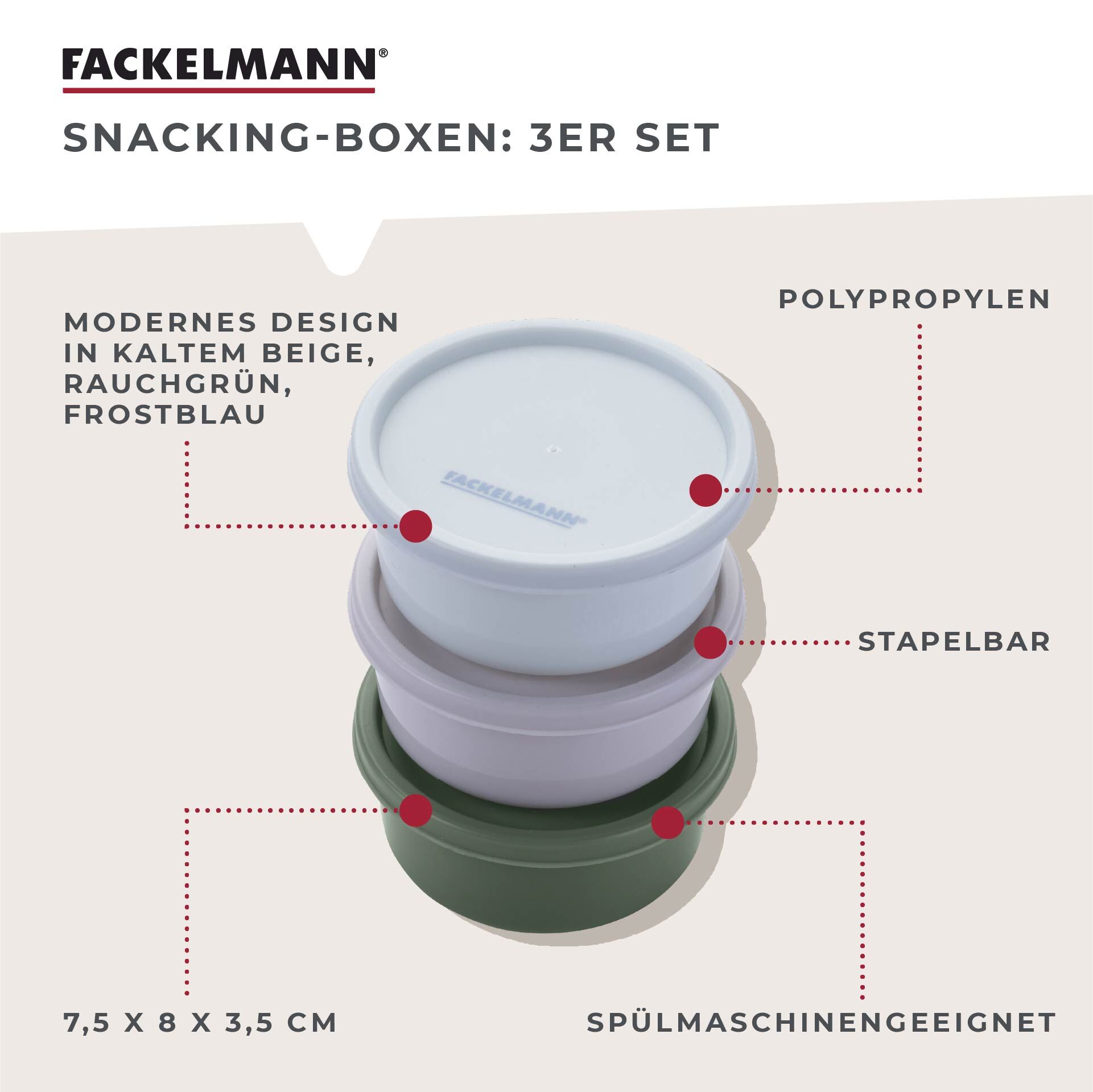 Snack Box Be The Move, rund,  Ø8cm, 3 Stk.