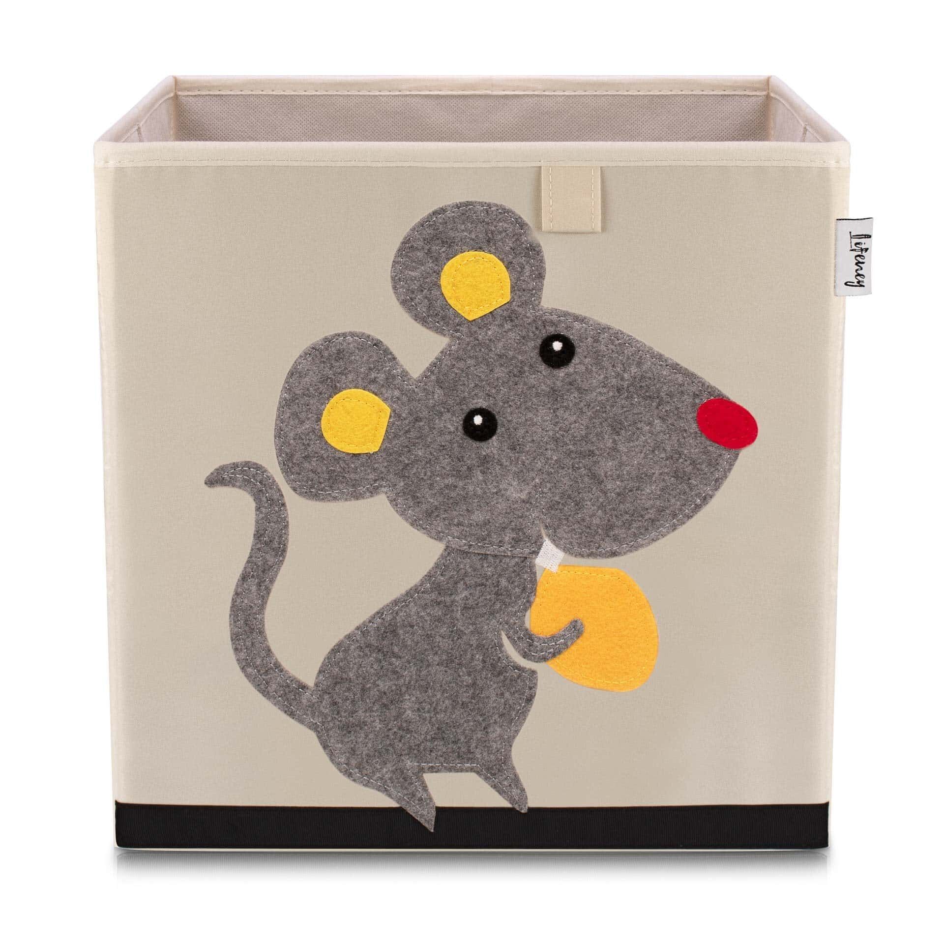 Aufbewahrungsbox Maus, beige, 33x33x33cm