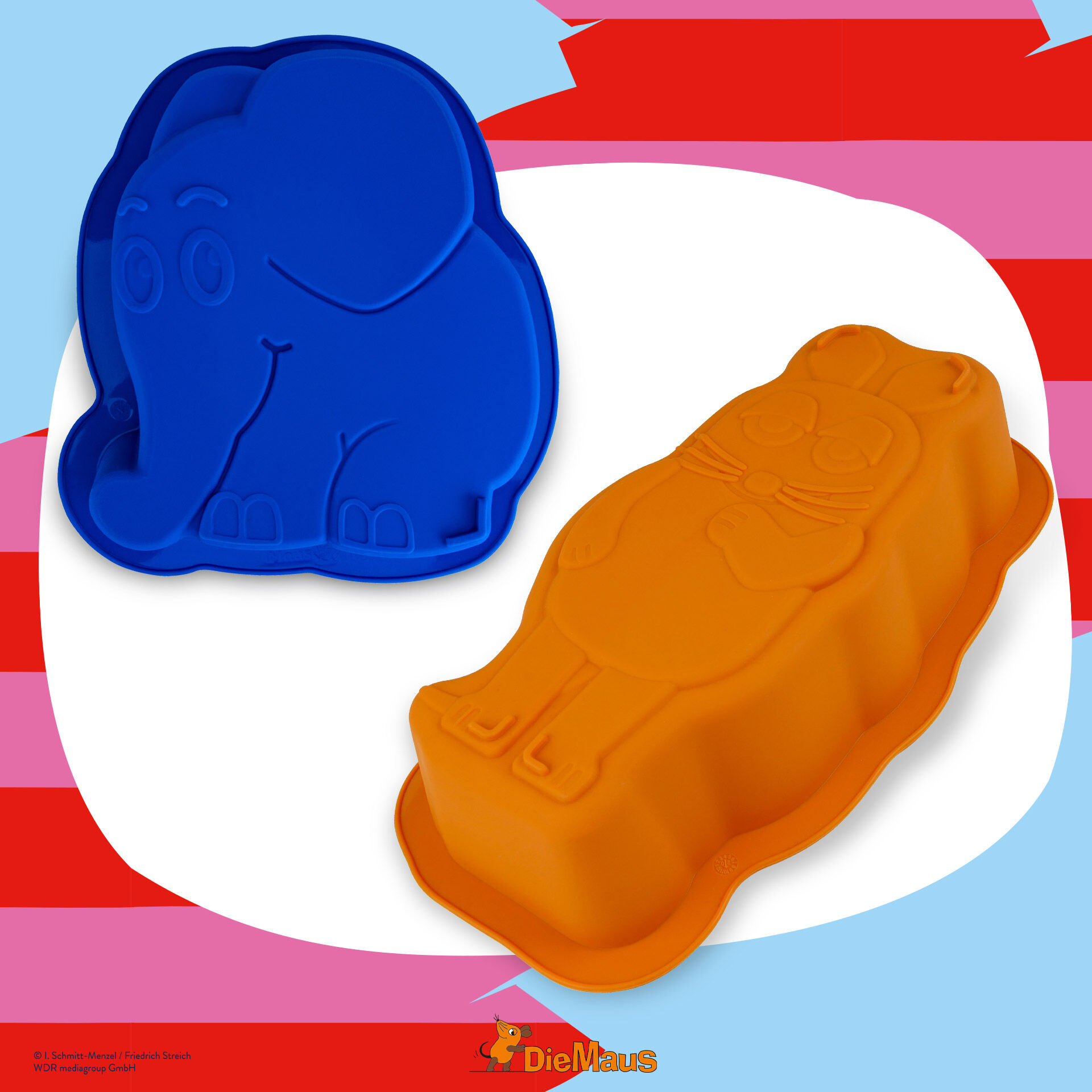 Backformen-Set Maus & Elefant, Silikon, 2-teilig