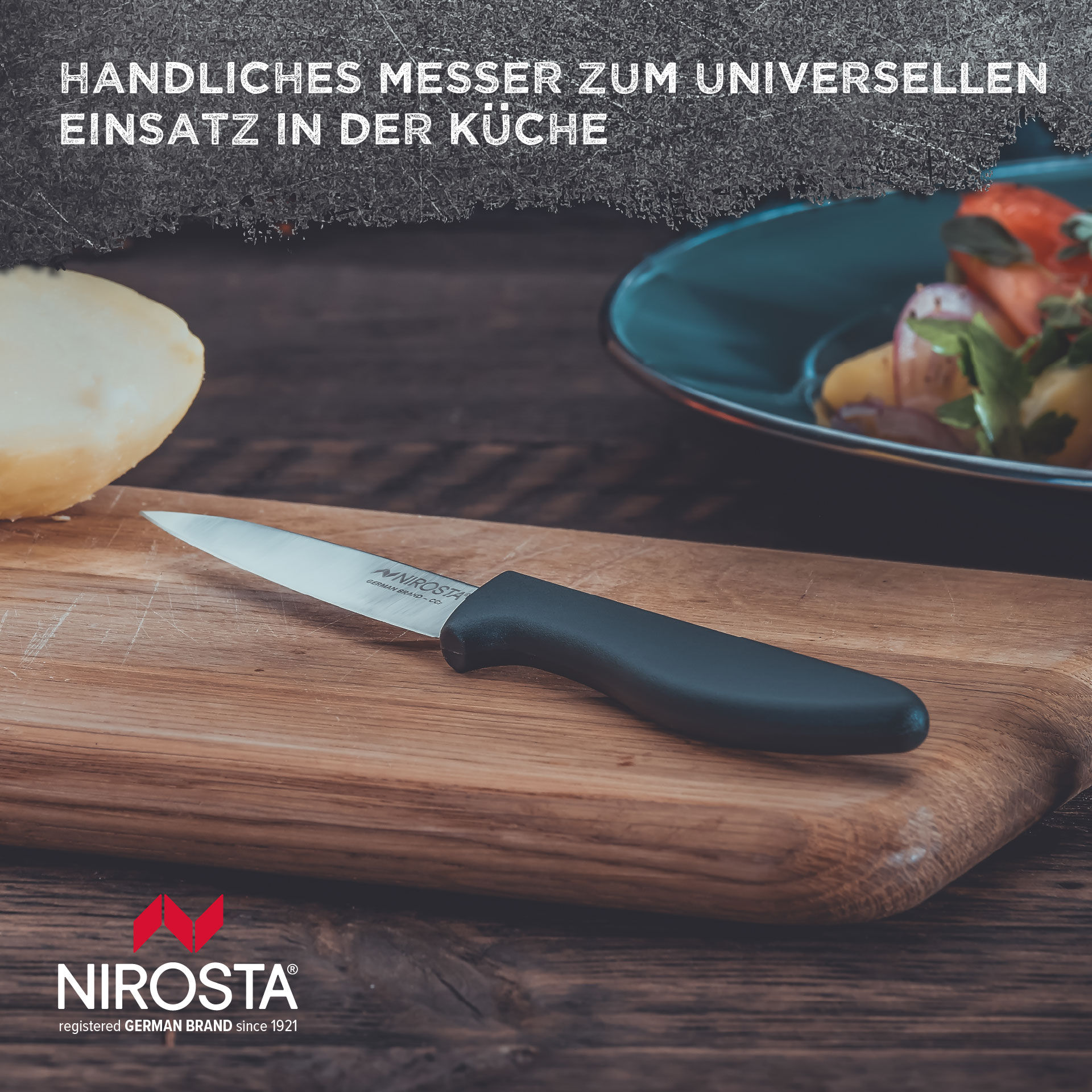 Küchenmesser Original, 8,5cm Edelstahl-Klinge, dunkelgrau