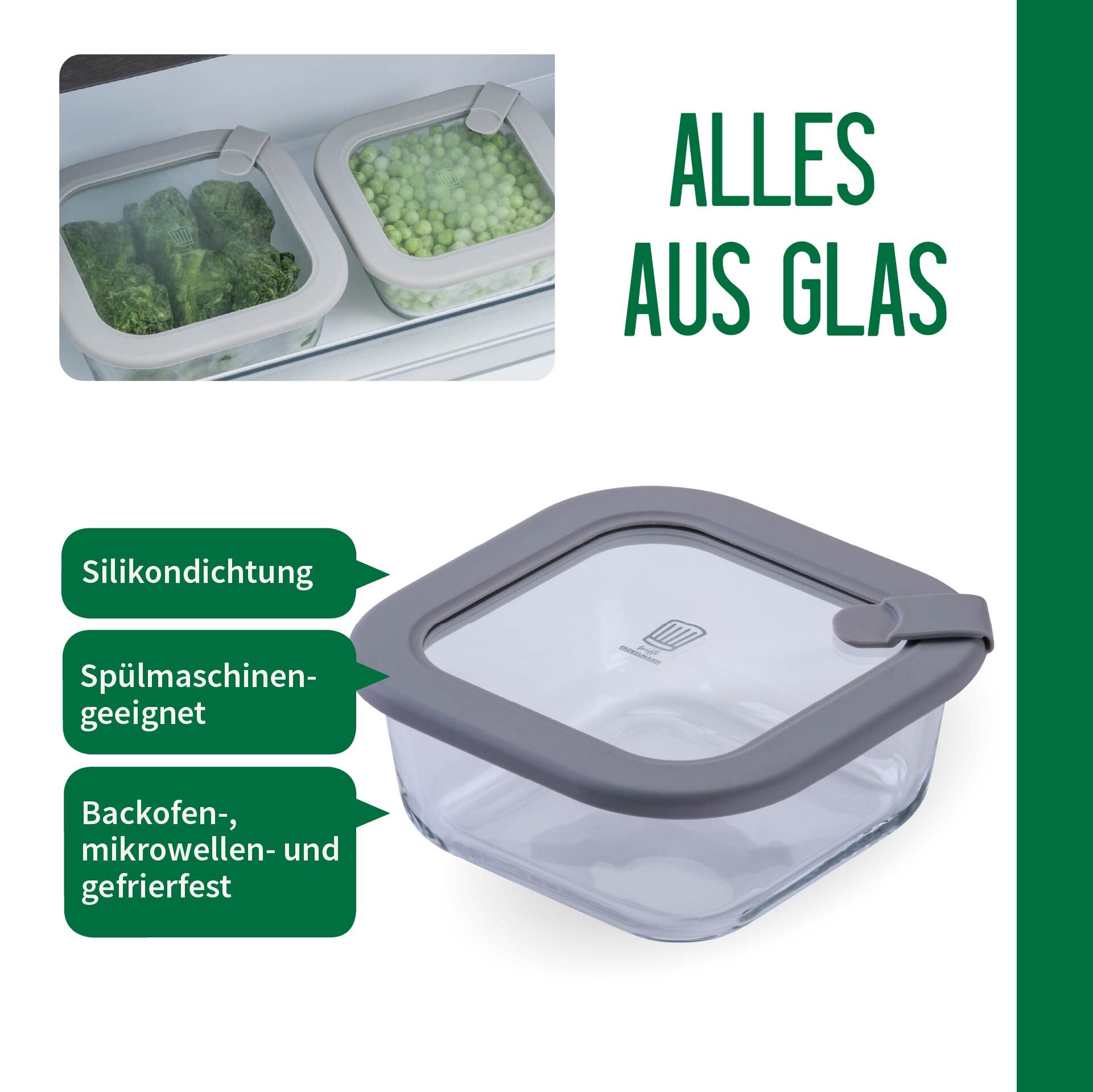 Vorratsdose Glas, eckig, 520ml