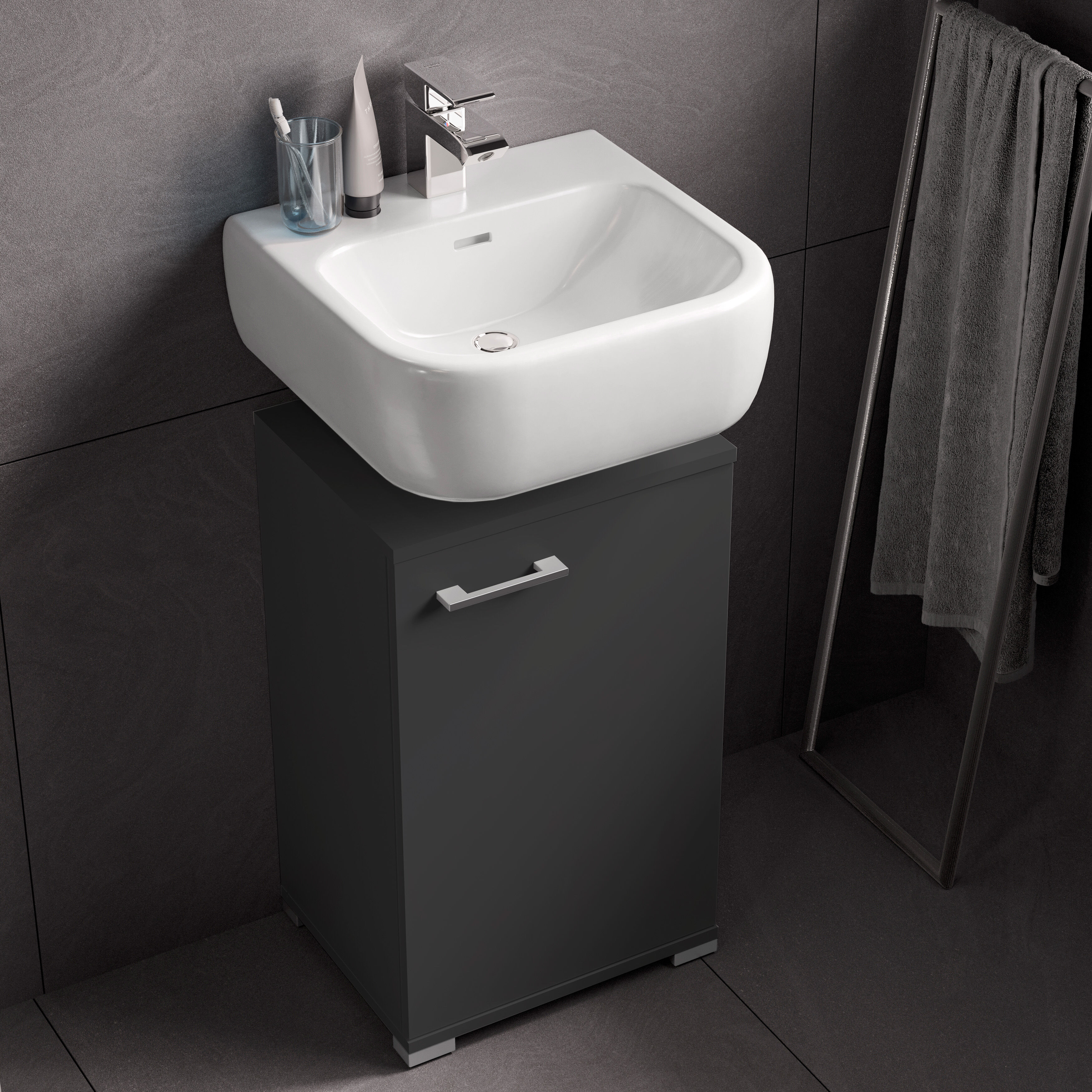 Waschbeckenunterschrank Easy, 40cm, Anthrazit, stehend