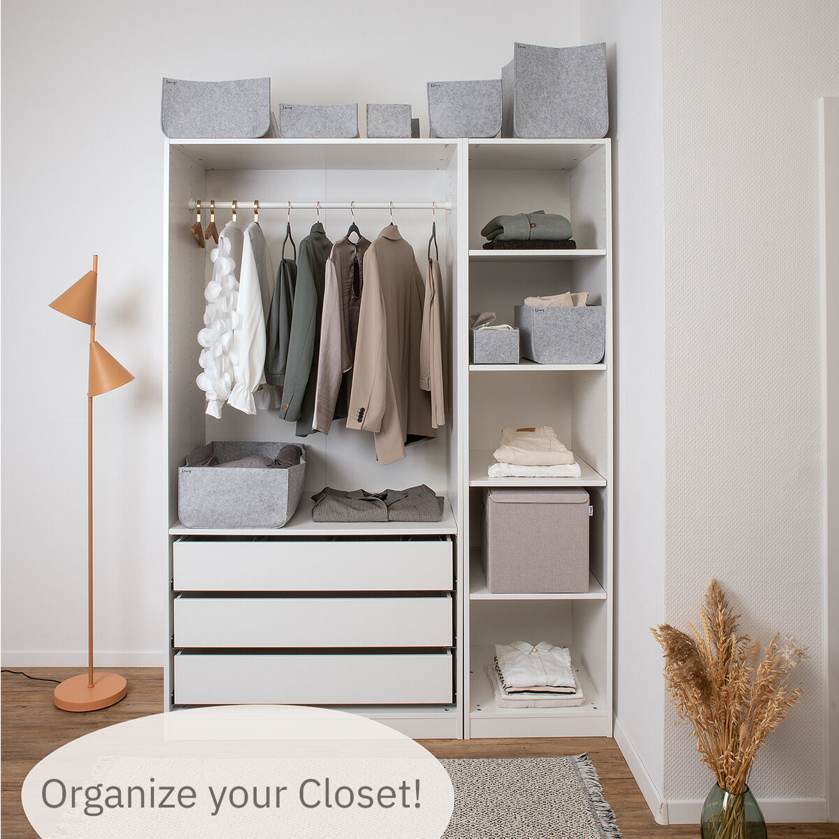 Organize your closet Aufbewahrungsbox, 54x37x21 cm, Filz, grau