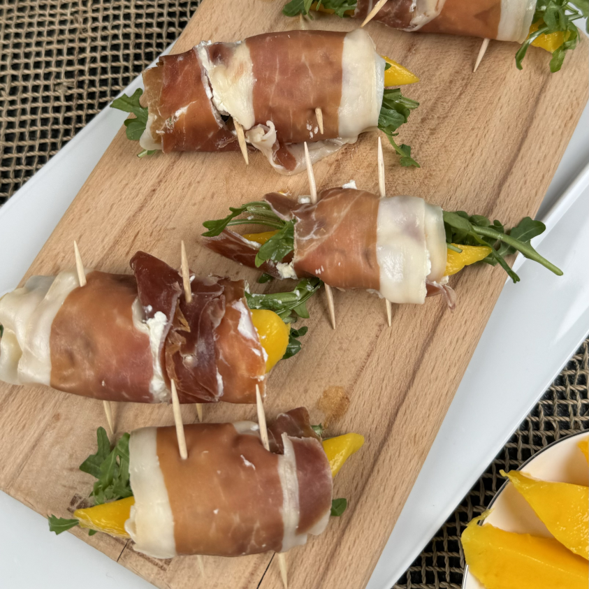 Serrano-Mango-Röllchen