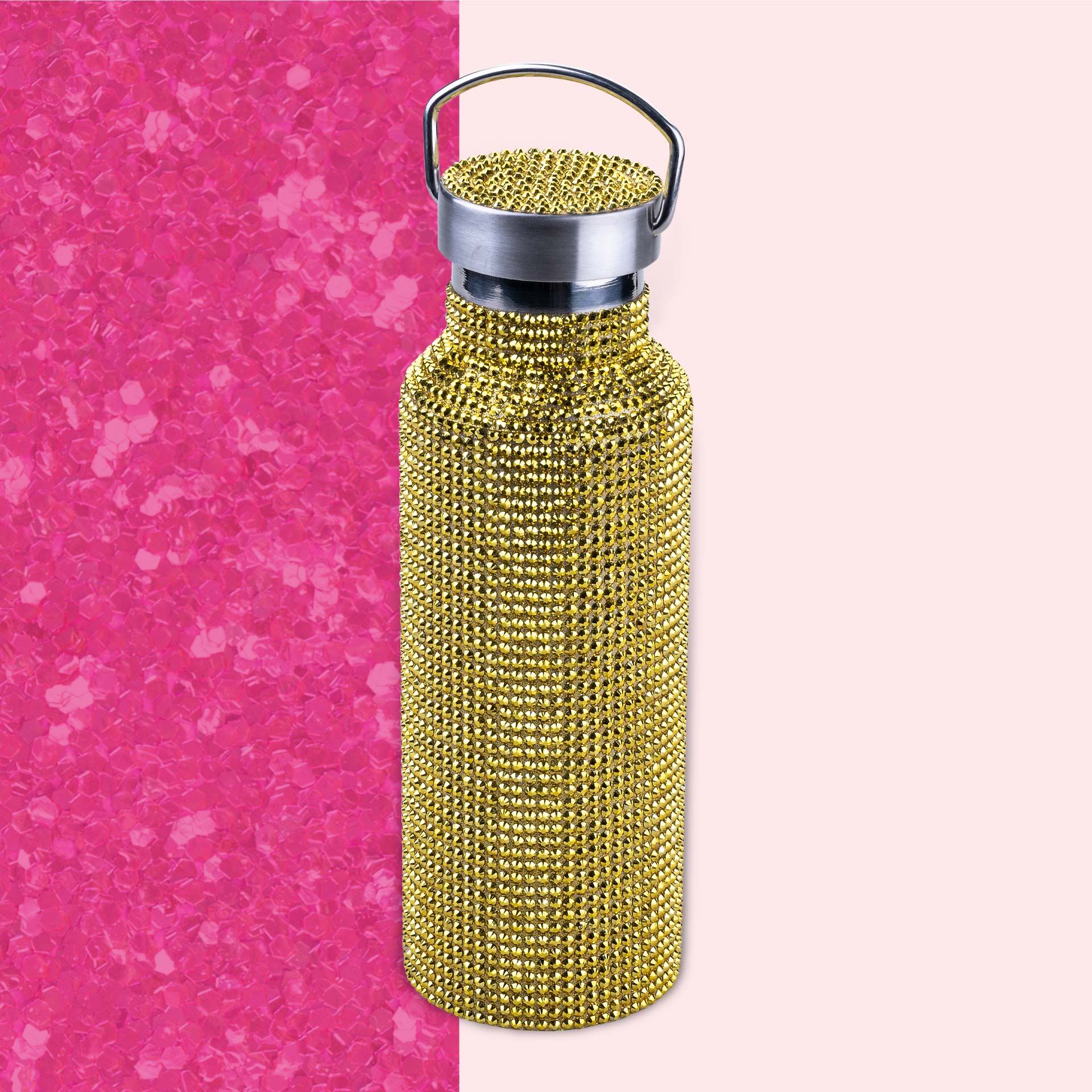 Trinkflasche Gold, Strass, 500ml